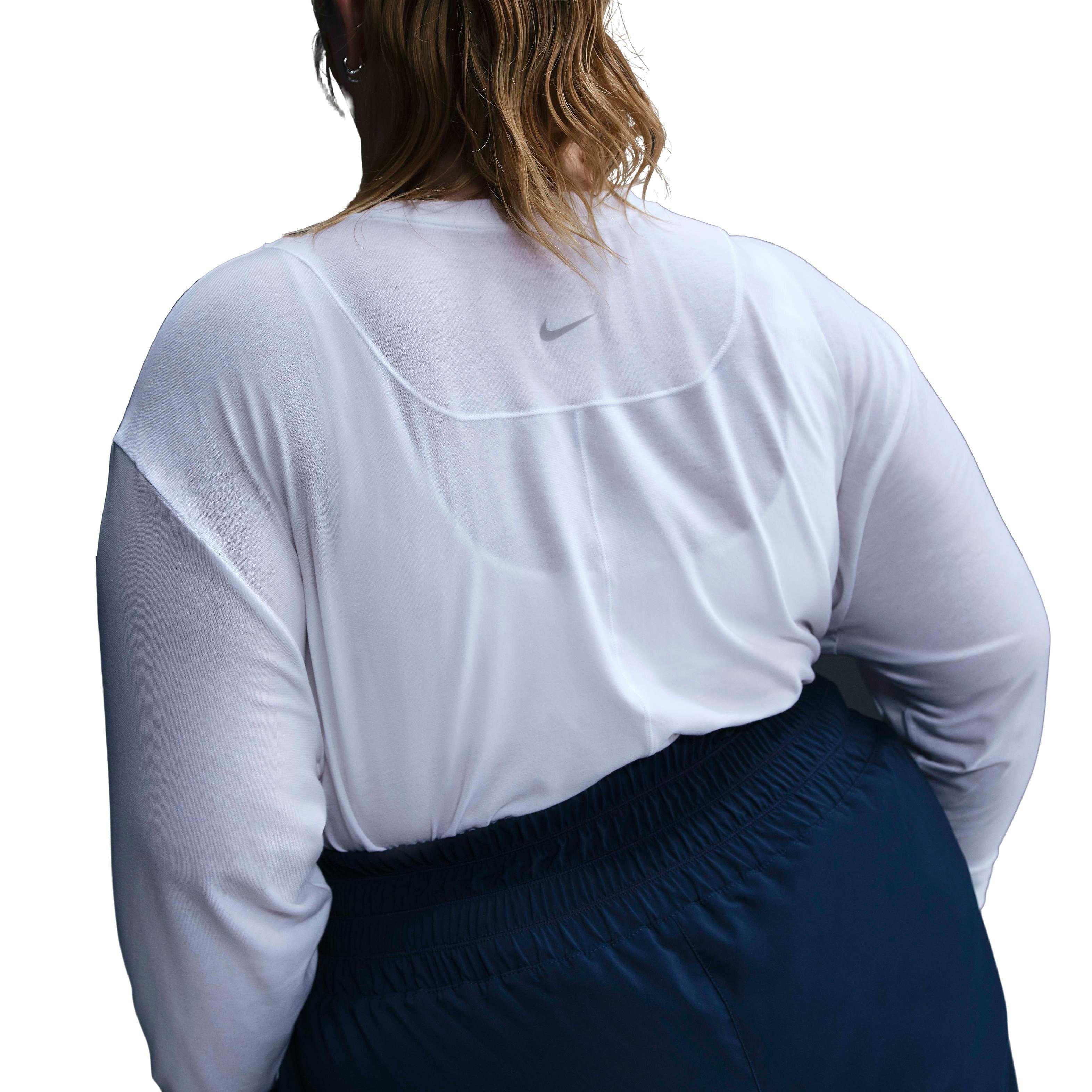 Nike One Women's Dri-FIT Relaxed Long-Sleeve Top - White​ - WHITE Thumbnail View 2