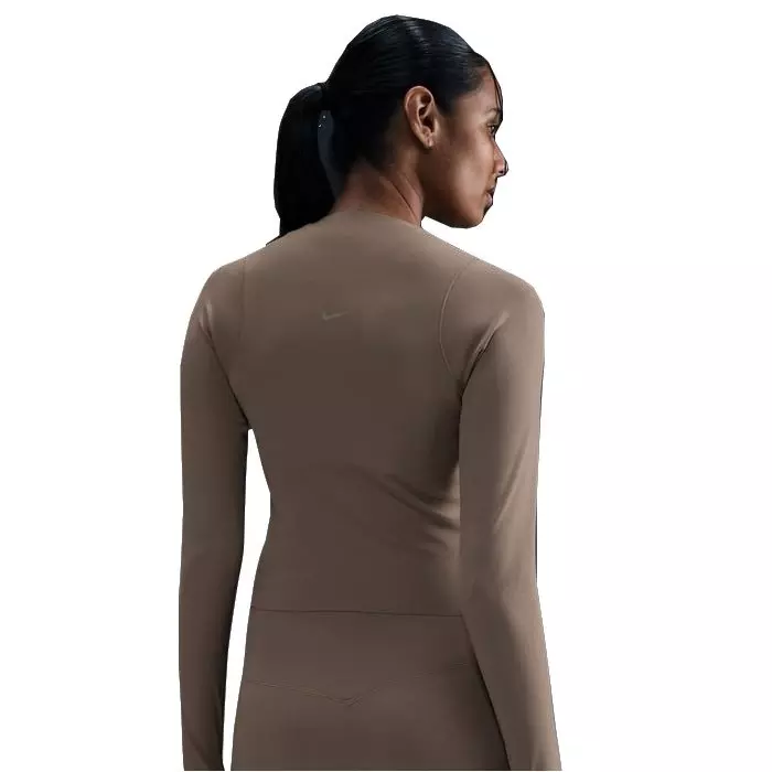 Nike Women's Zenvy Dri-FIT Long-Sleeve Top - Brown - BROWN