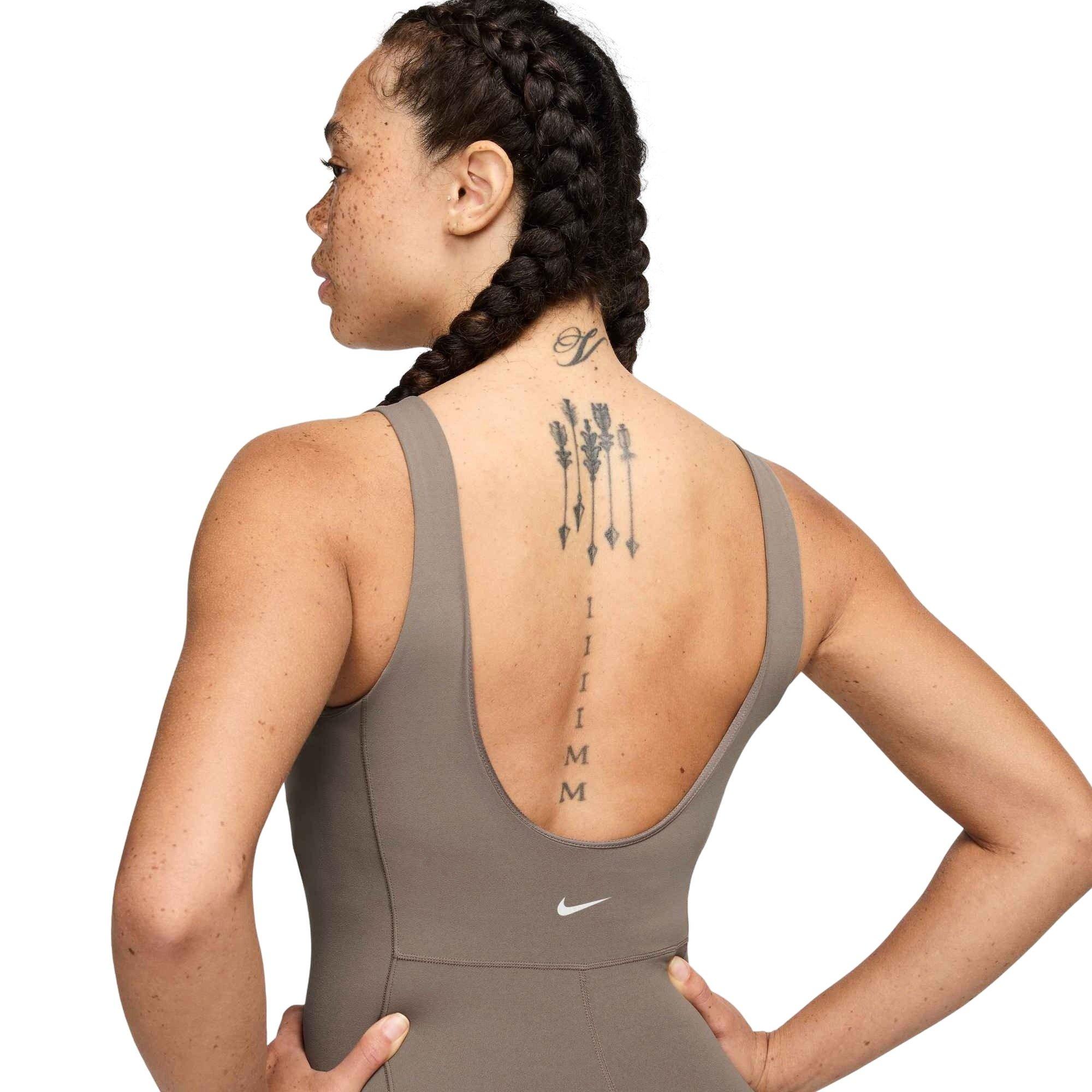 Nike Women's Zenvy Dri-FIT Short Bodysuit - Brown - BROWN Thumbnail View 3