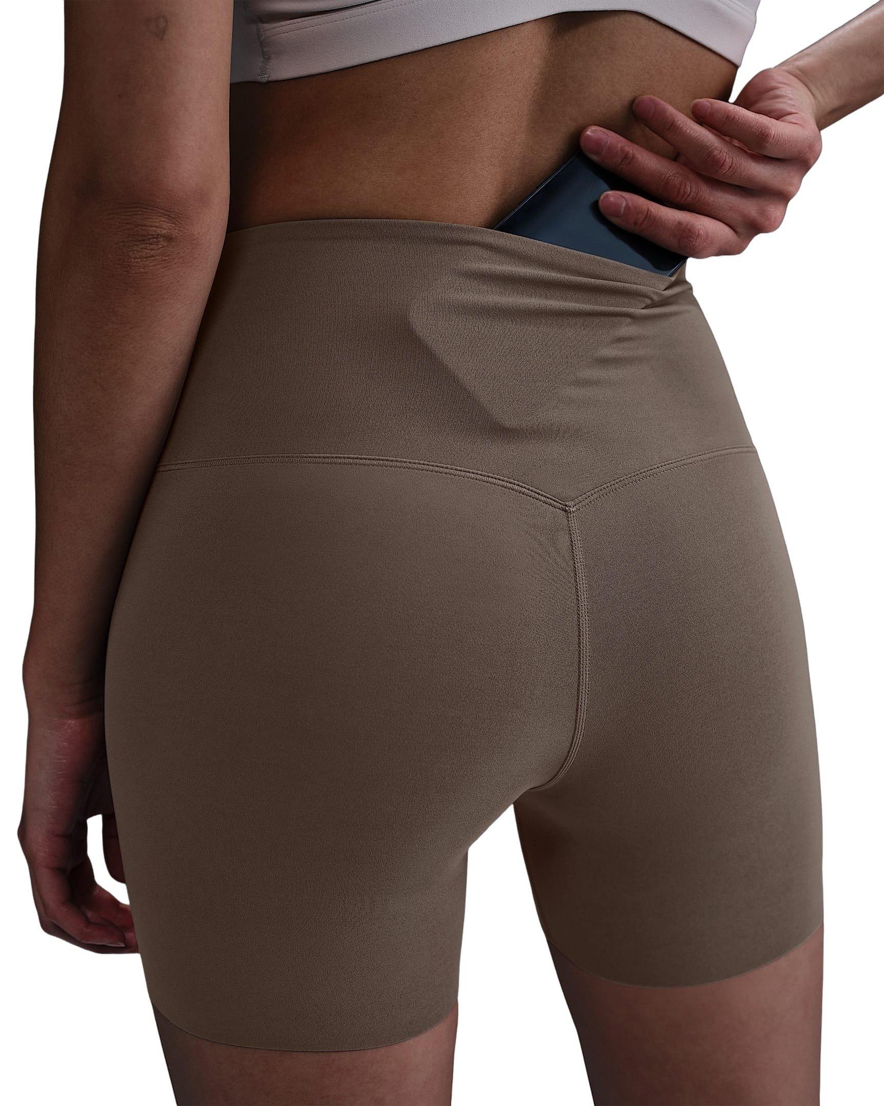 Nike Women's Zenvy Gentle-Support High-Waisted 5" Biker Shorts - Brown - BROWN Thumbnail View 4