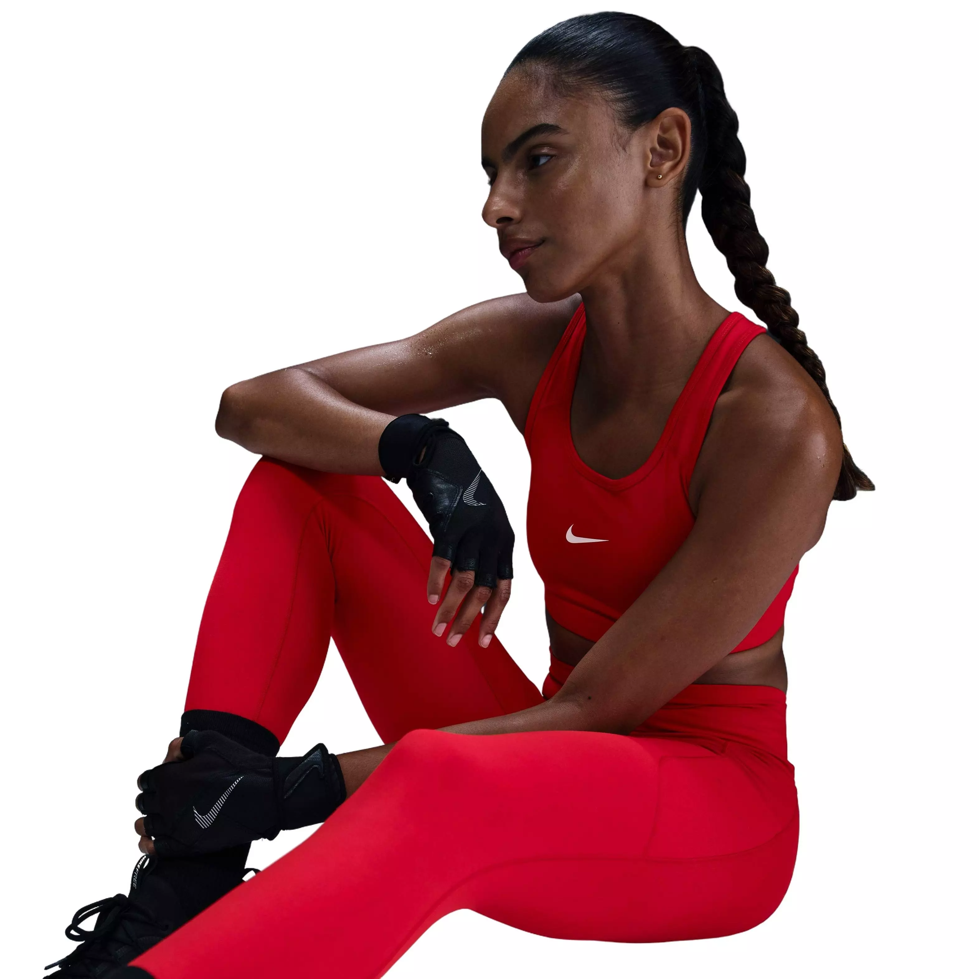 Nike Women's One High-Waisted 7/8 Leggings with Pockets - Red - RED