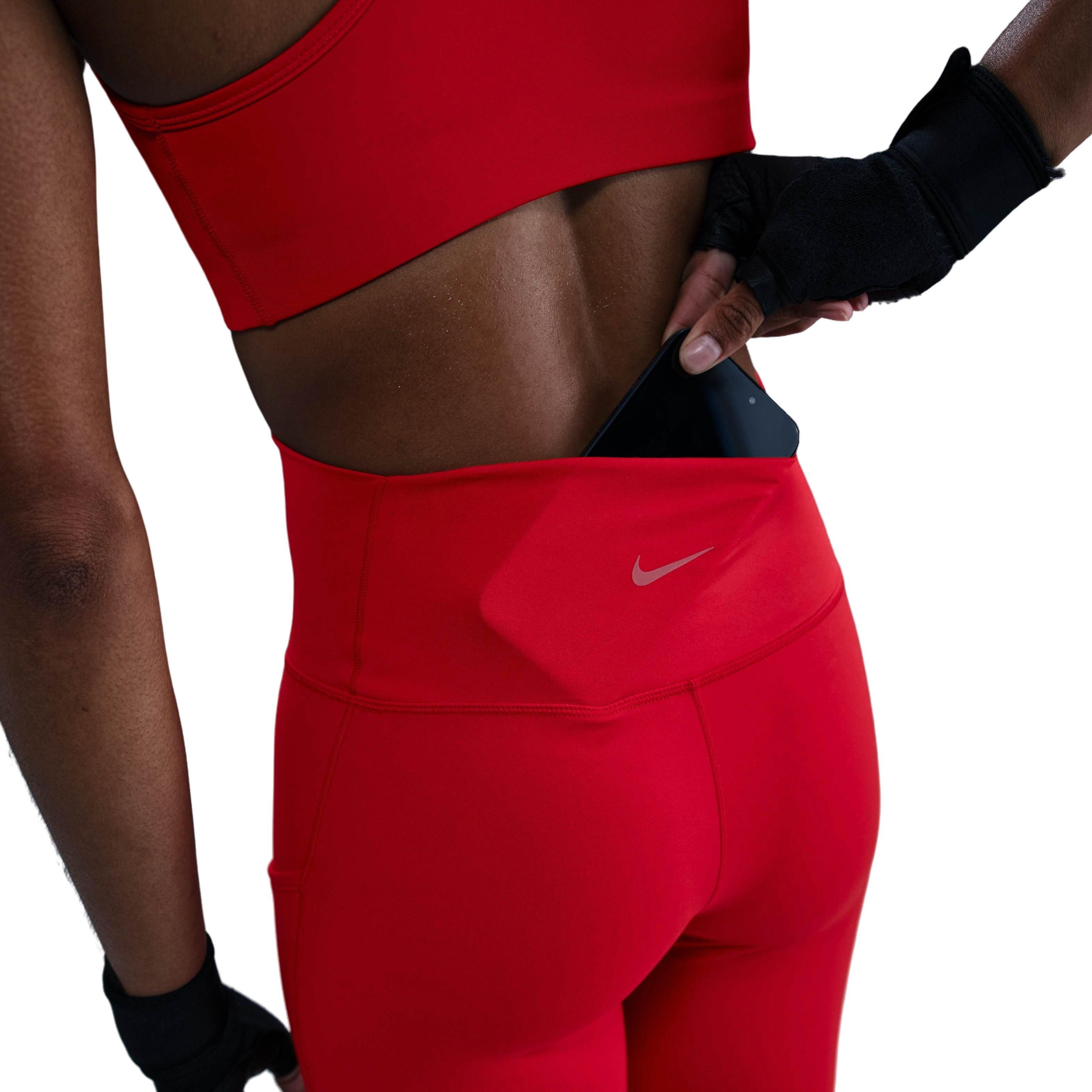 Nike Women's One High-Waisted 7/8 Leggings with Pockets - Red - RED Thumbnail View 6