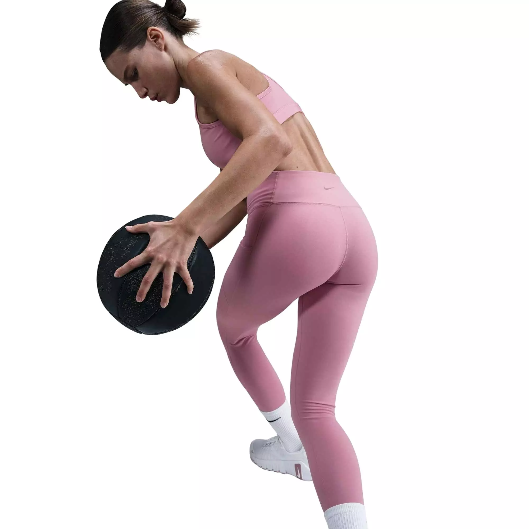 Nike Women's One High-Waisted 7/8 Leggings with Pockets - Pink - PINK