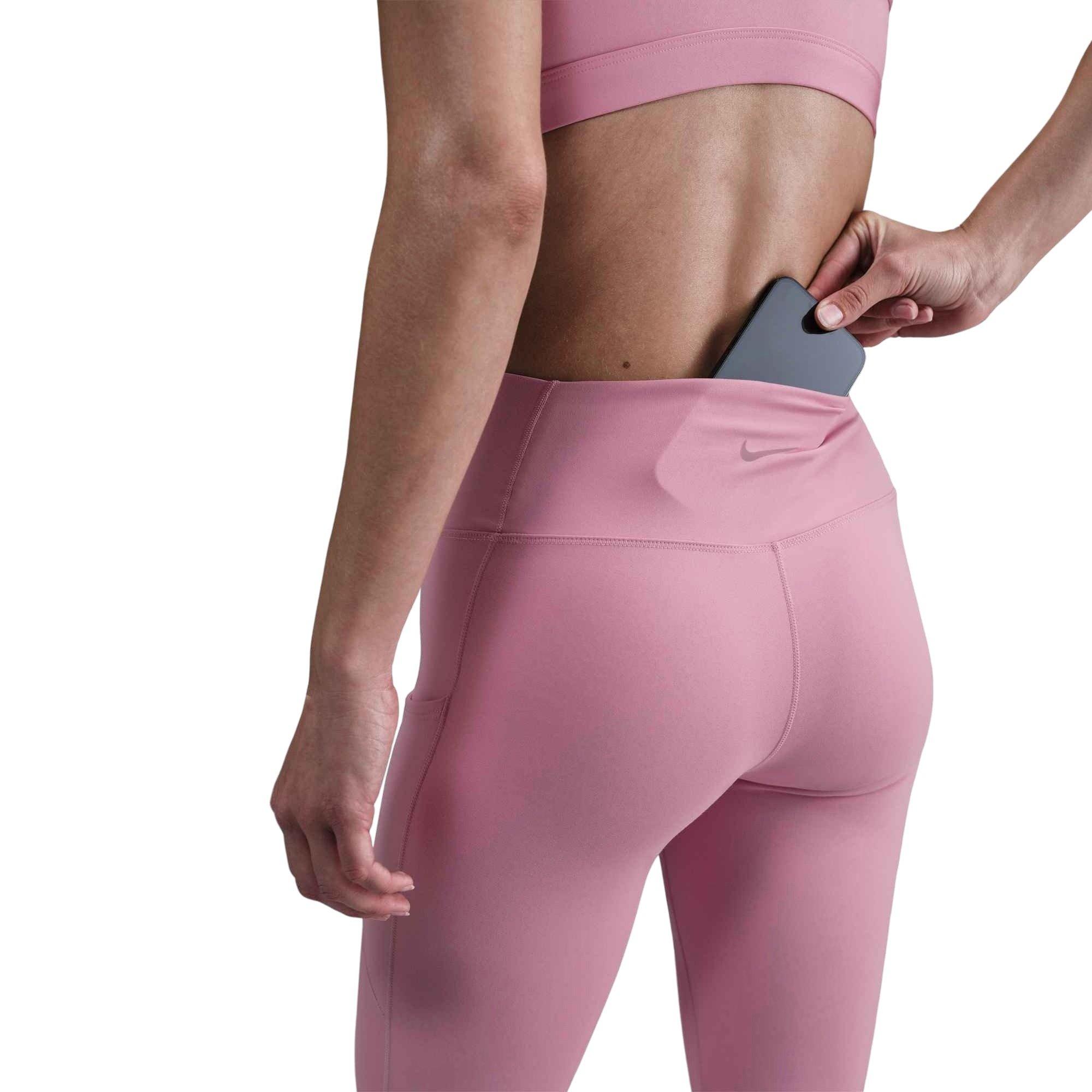 Nike One Women's Pink High-Waisted 7/8 Leggings with Pockets