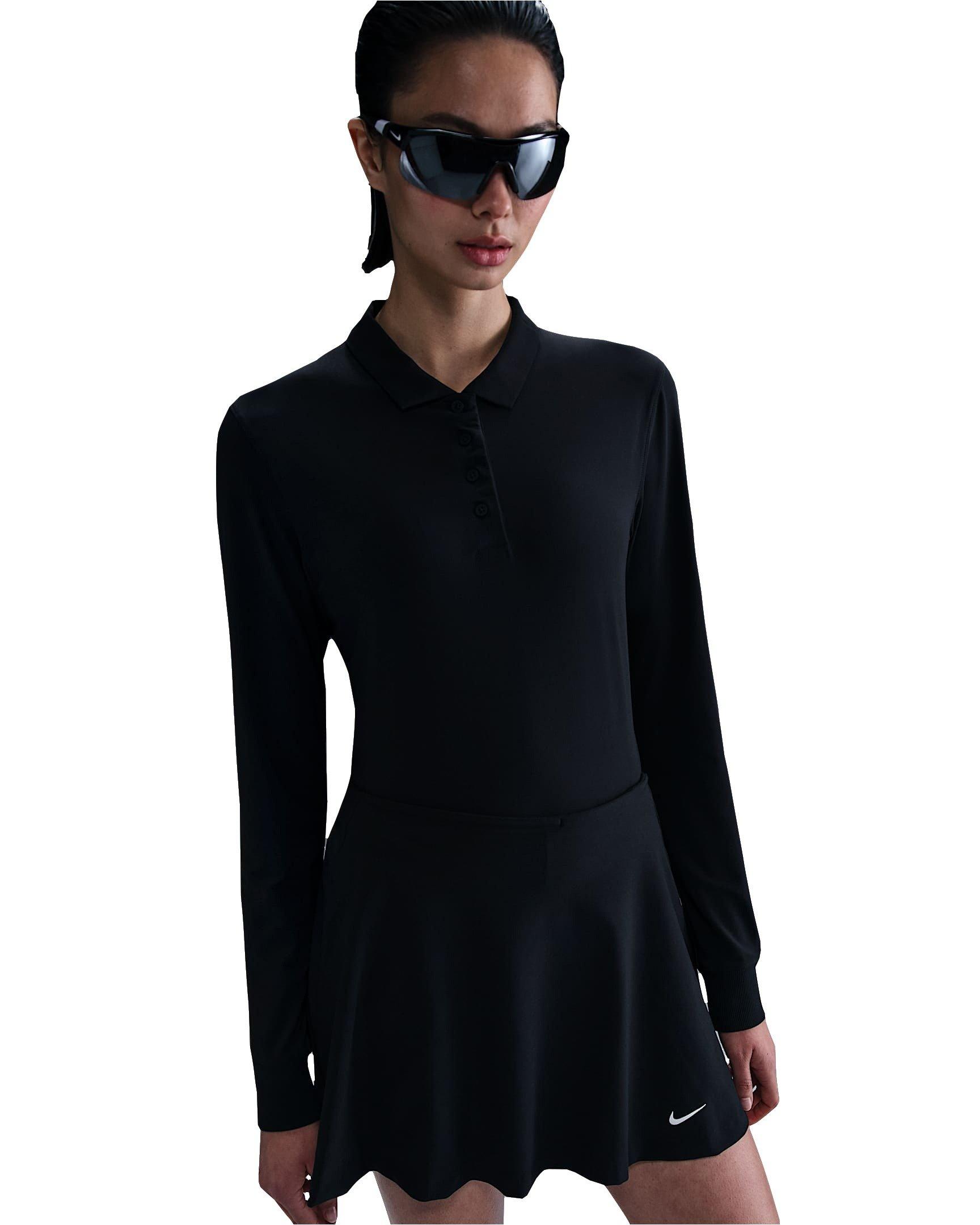 Nike Women's Victory Dri-FIT Long-Sleeve Polo - Black - BLACK Thumbnail View 1