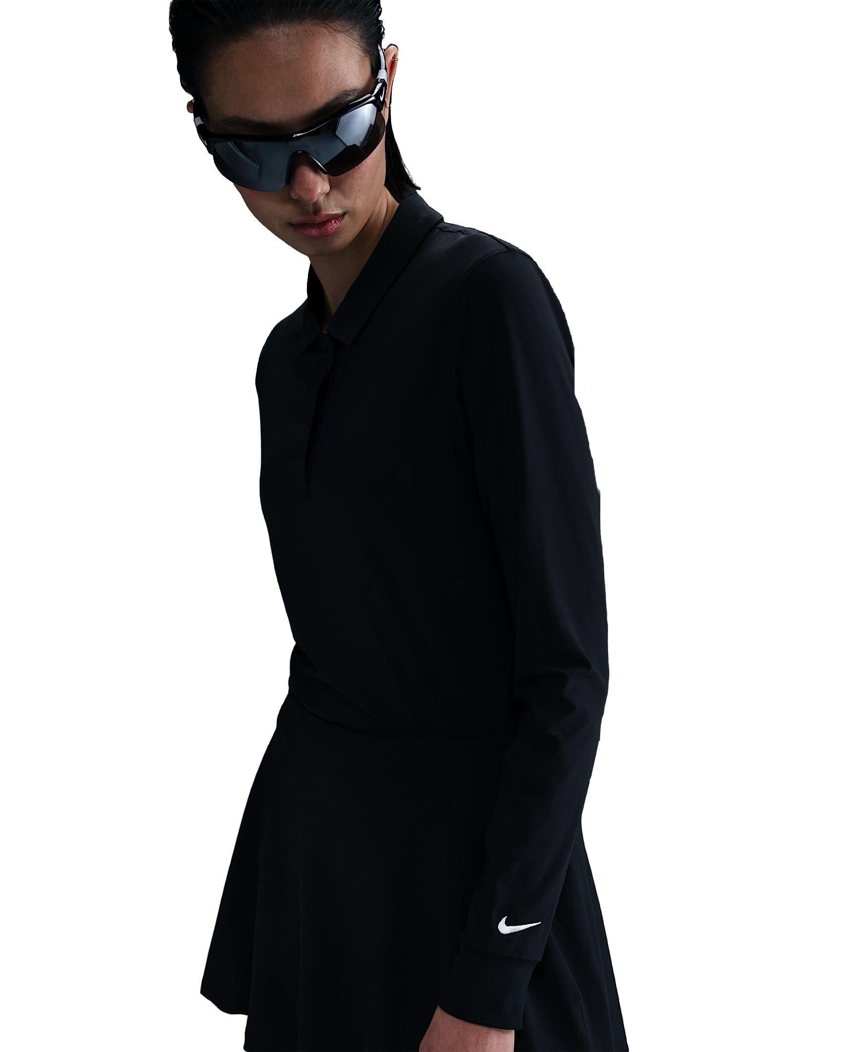 Nike Women's Victory Dri-FIT Long-Sleeve Polo - Black - BLACK Thumbnail View 3