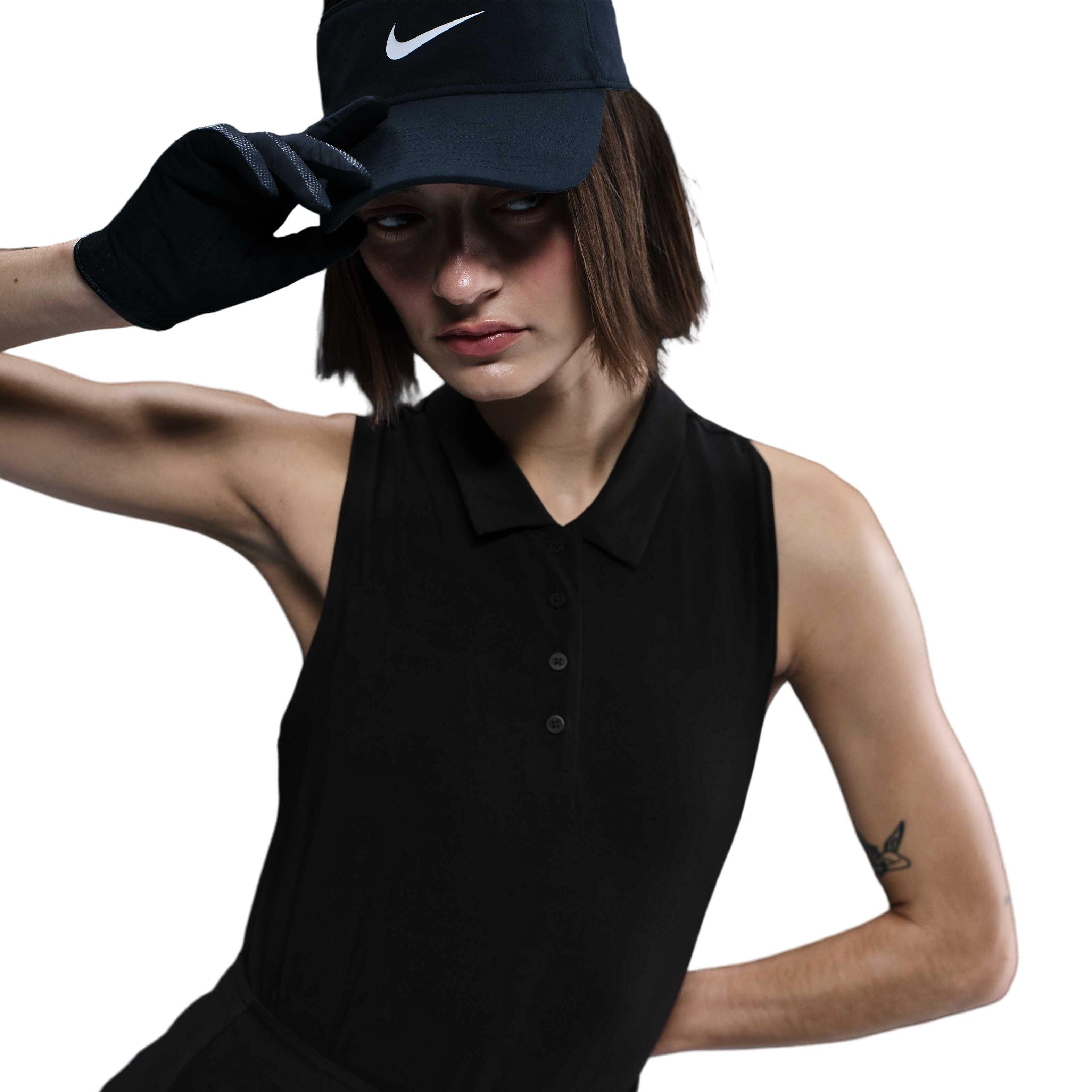 Nike Women's Victory Dri-FIT Sleeveless Polo - Black - BLACK Thumbnail View 3