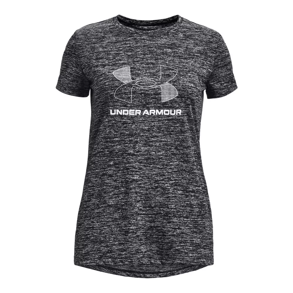 Under Armour Big Girls' Tech Twist Big Logo Short Sleeve Tee - Black - BLACK