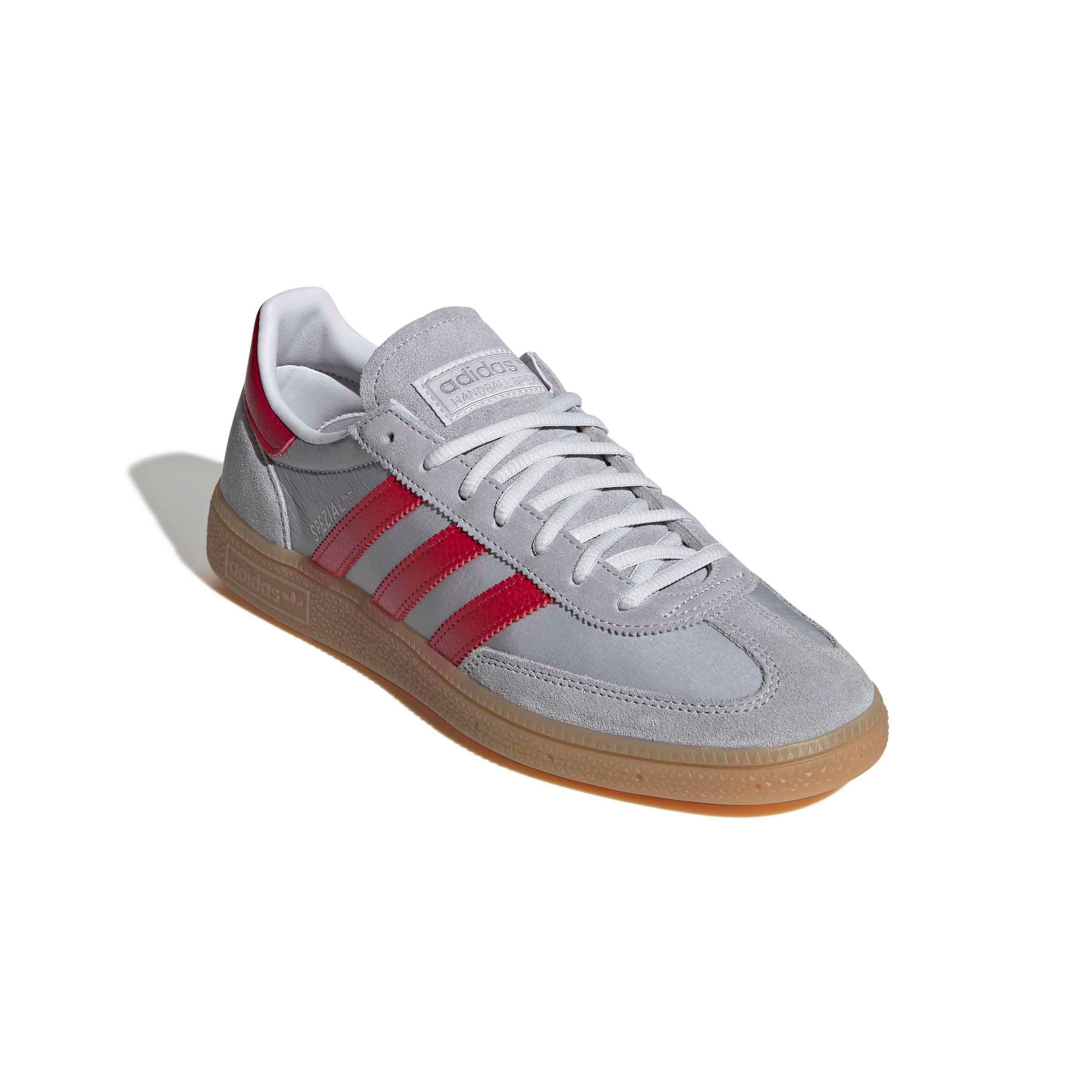 adidas Originals Handball Spezial "Halo Silver/Team Victory Red/Gum 4" Men's Shoe - SILVER/RED/GUM