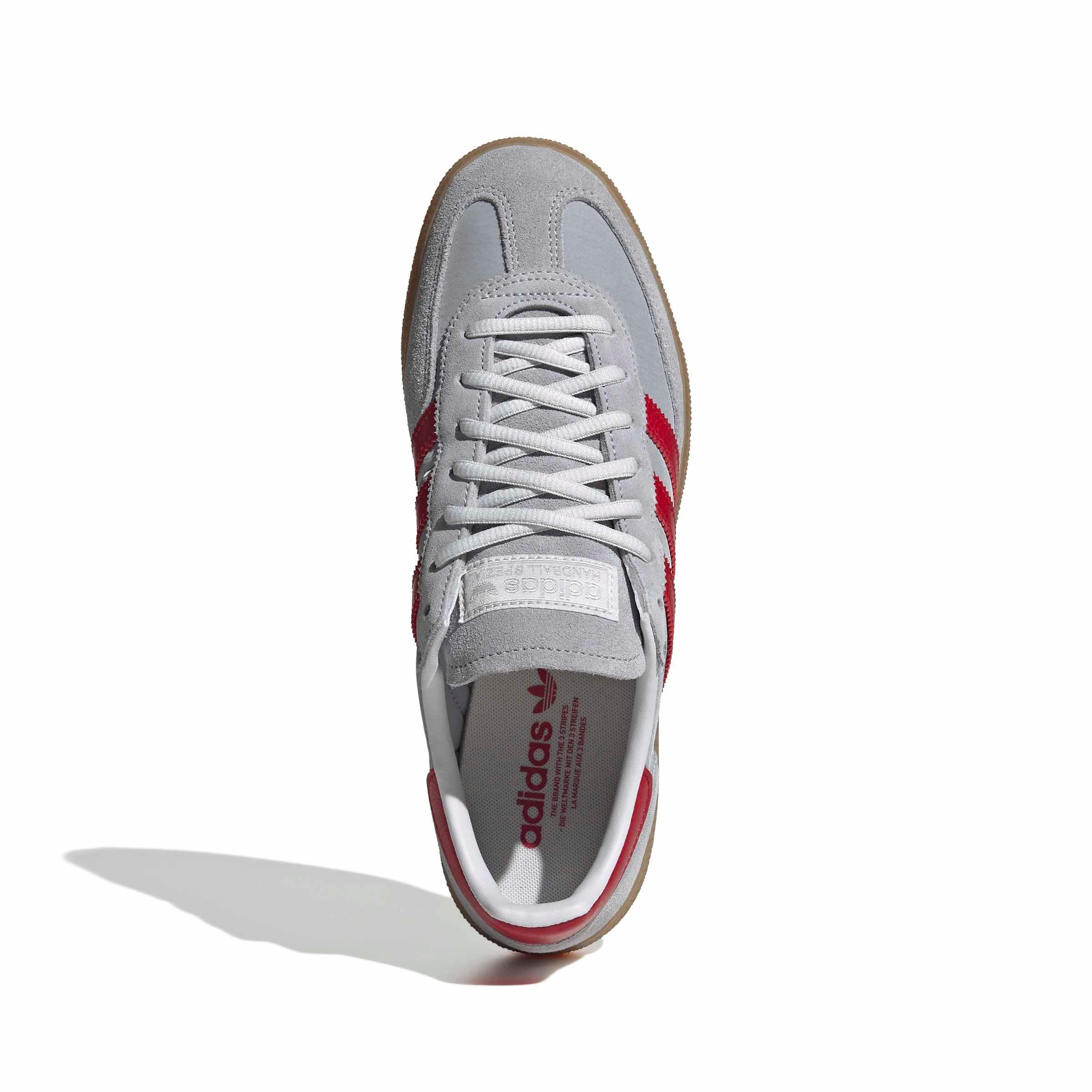 adidas Originals Handball Spezial "Halo Silver/Team Victory Red/Gum 4" Men's Shoe - SILVER/RED/GUM