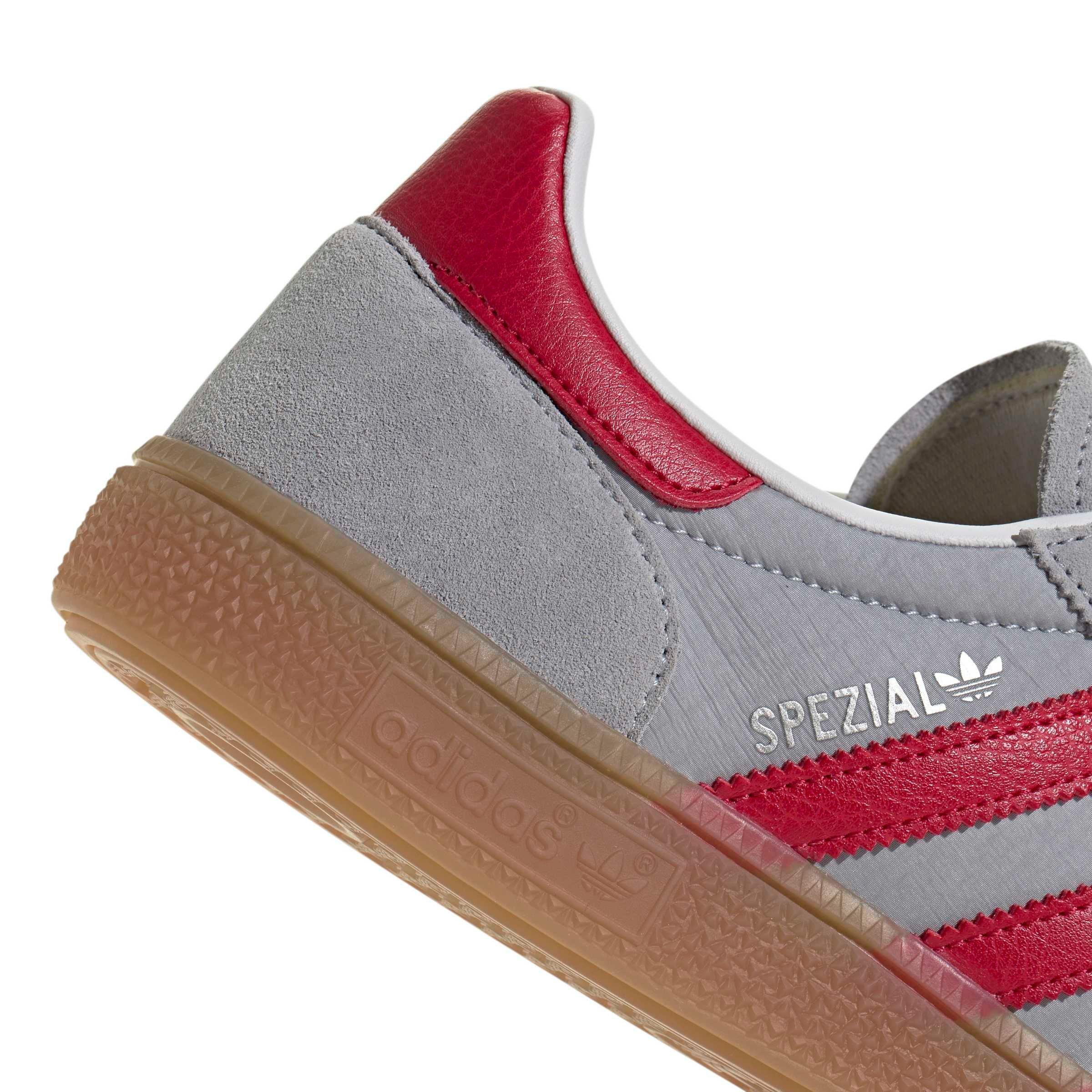 adidas Originals Handball Spezial "Halo Silver/Team Victory Red/Gum 4" Men's Shoe - SILVER/RED/GUM