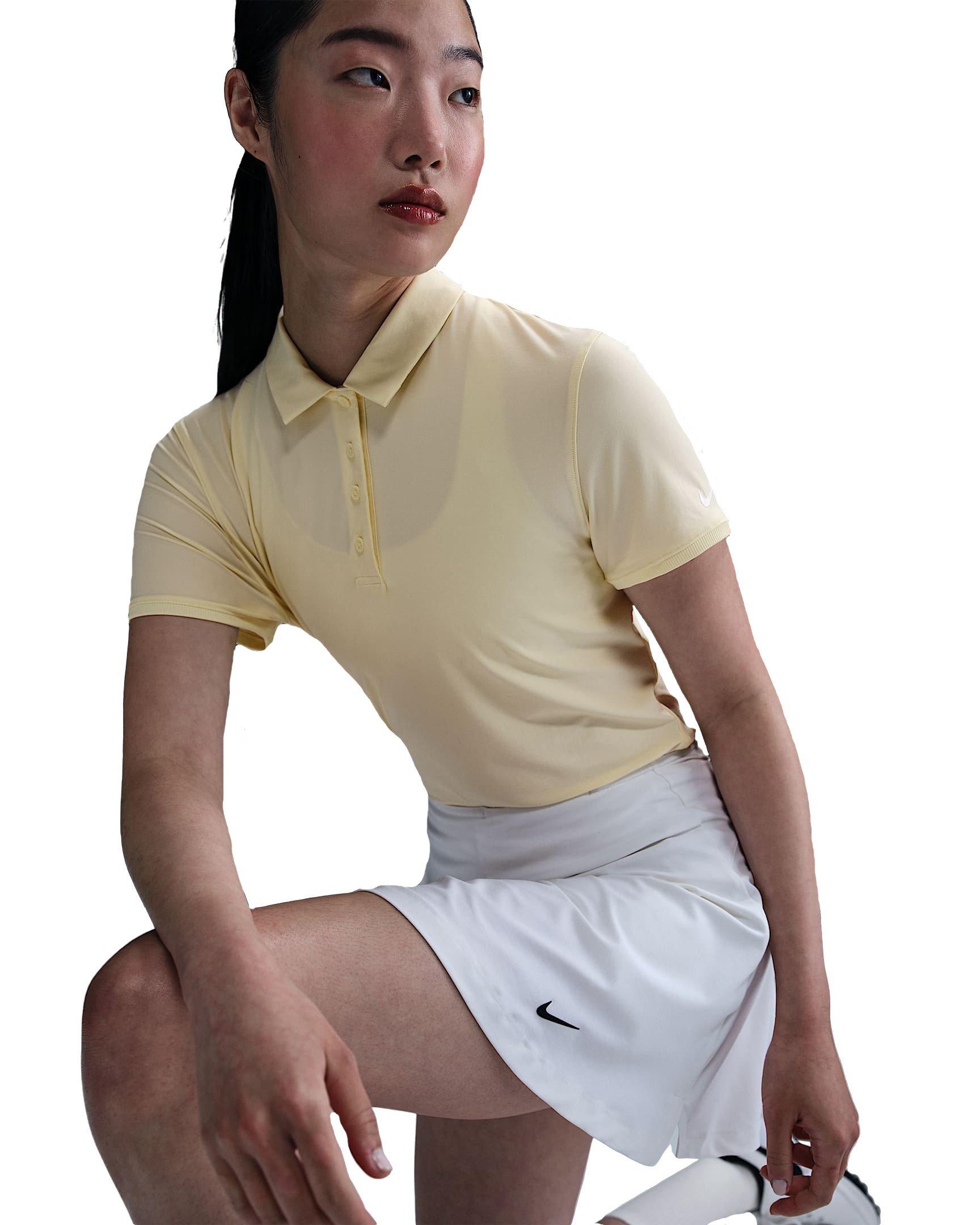 Nike Women's Victory Dri-FIT Short-Sleeve Golf Polo - Yellow - YELLOW Thumbnail View 3