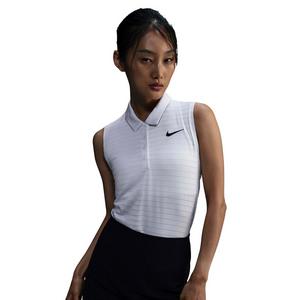 Nike Women's Dri-FIT Victory Sleeveless Striped​ Golf Polo -White