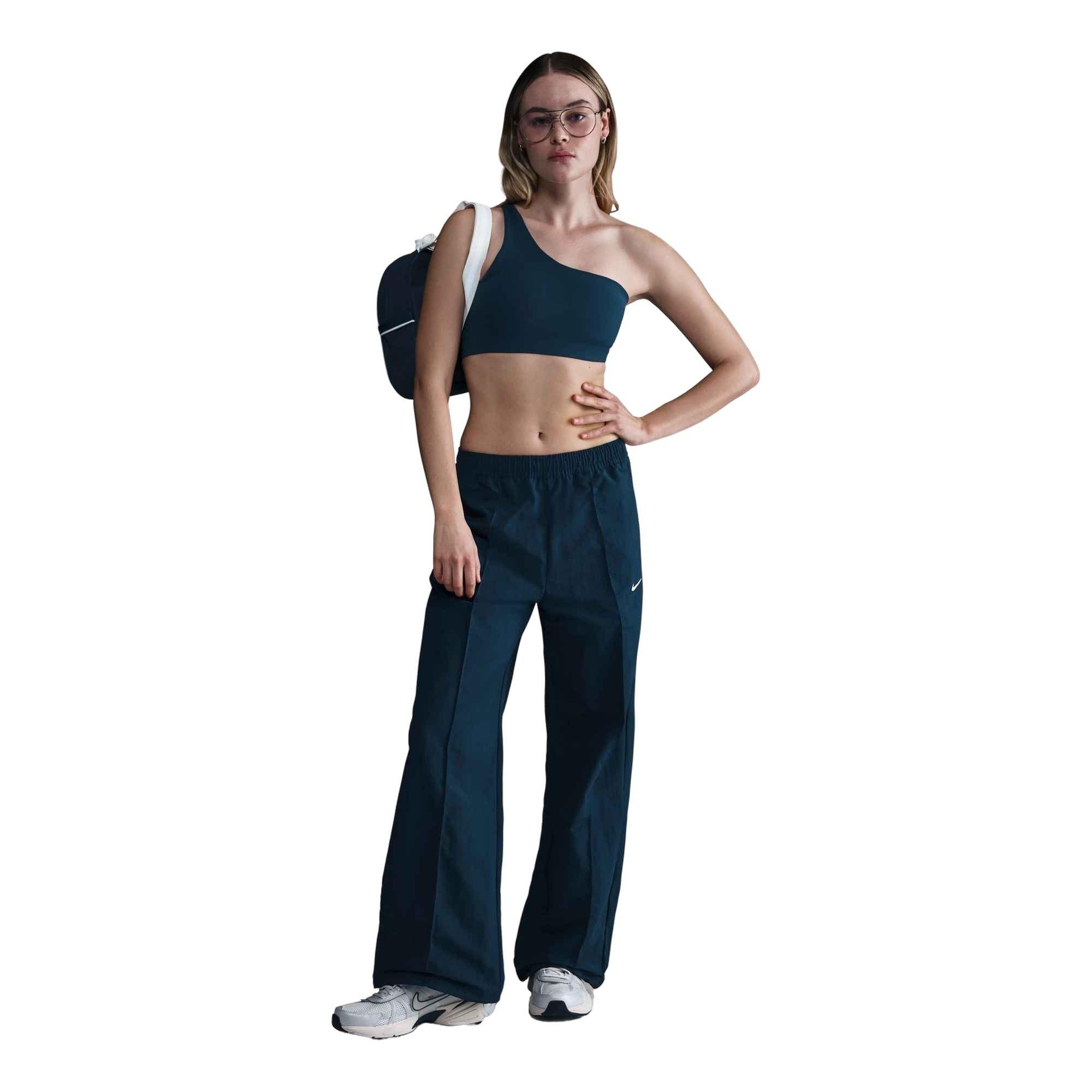 Nike Women's Sportswear Everything Wovens Mid-Rise Open-Hem Pants - Navy - NAVY Thumbnail View 4