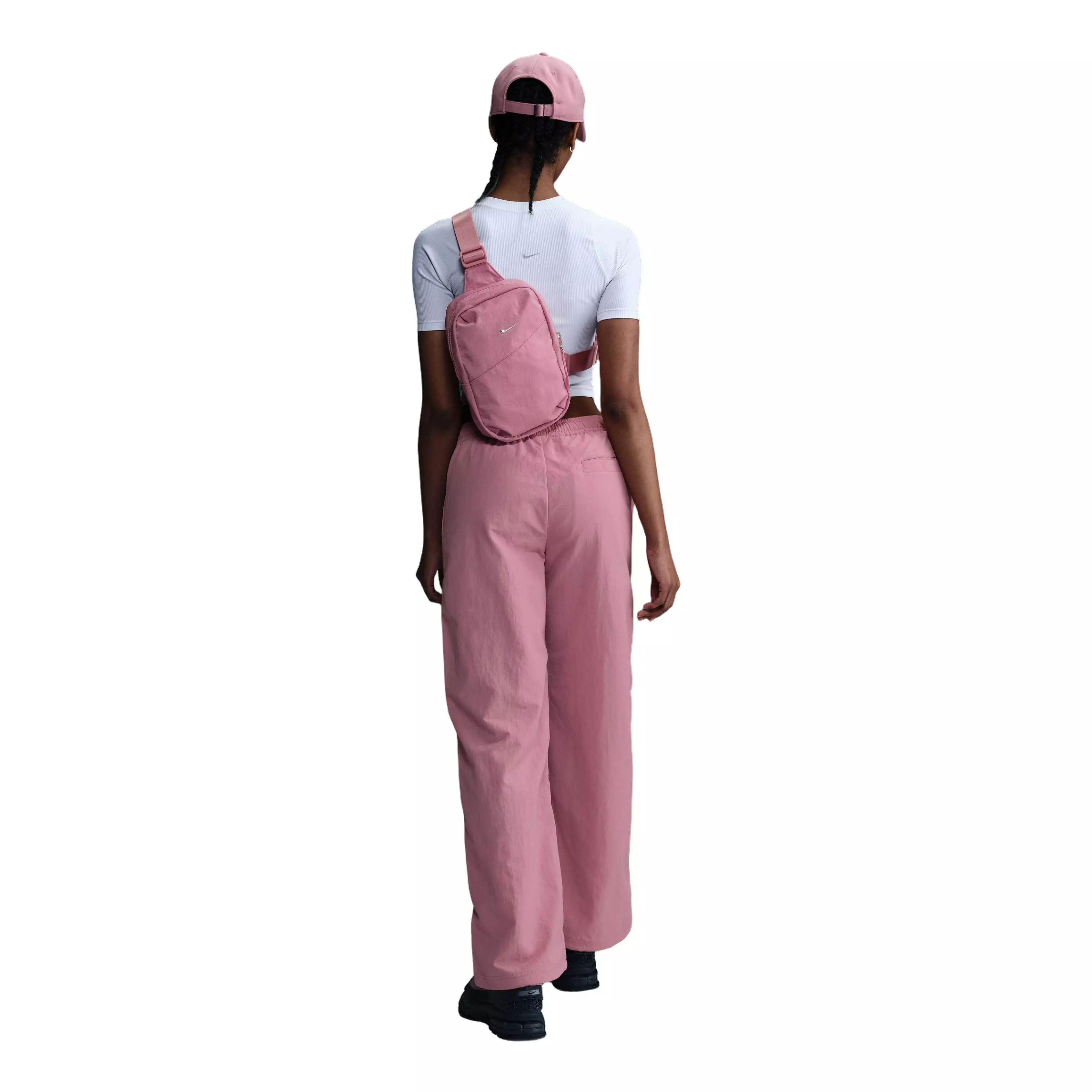 Nike Women's Sportswear Everything Wovens Mid-Rise Open-Hem Pants - Pink - PINK