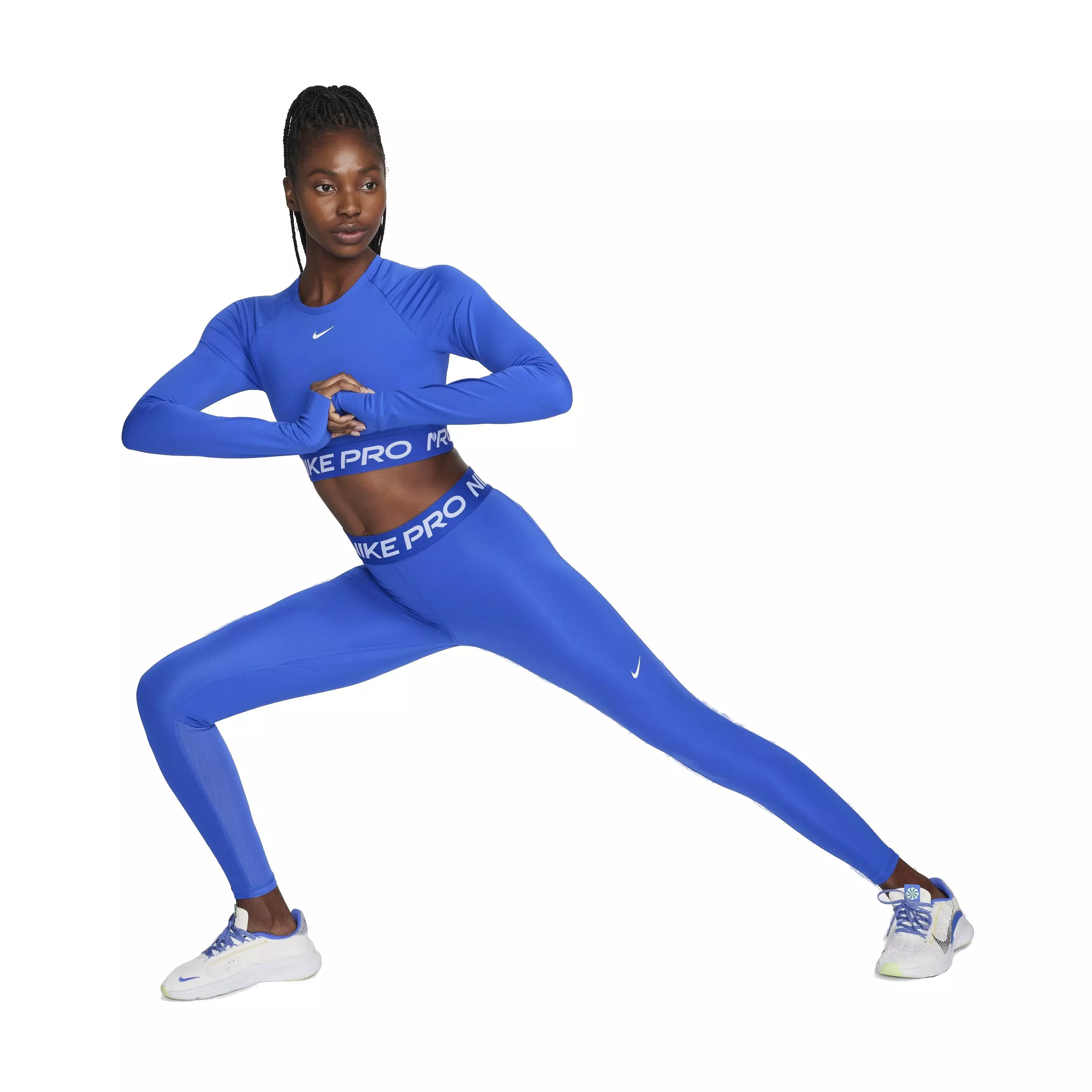 Nike Women's Pro Dri-FIT Cropped Long-Sleeve Top - Blue - BLUE