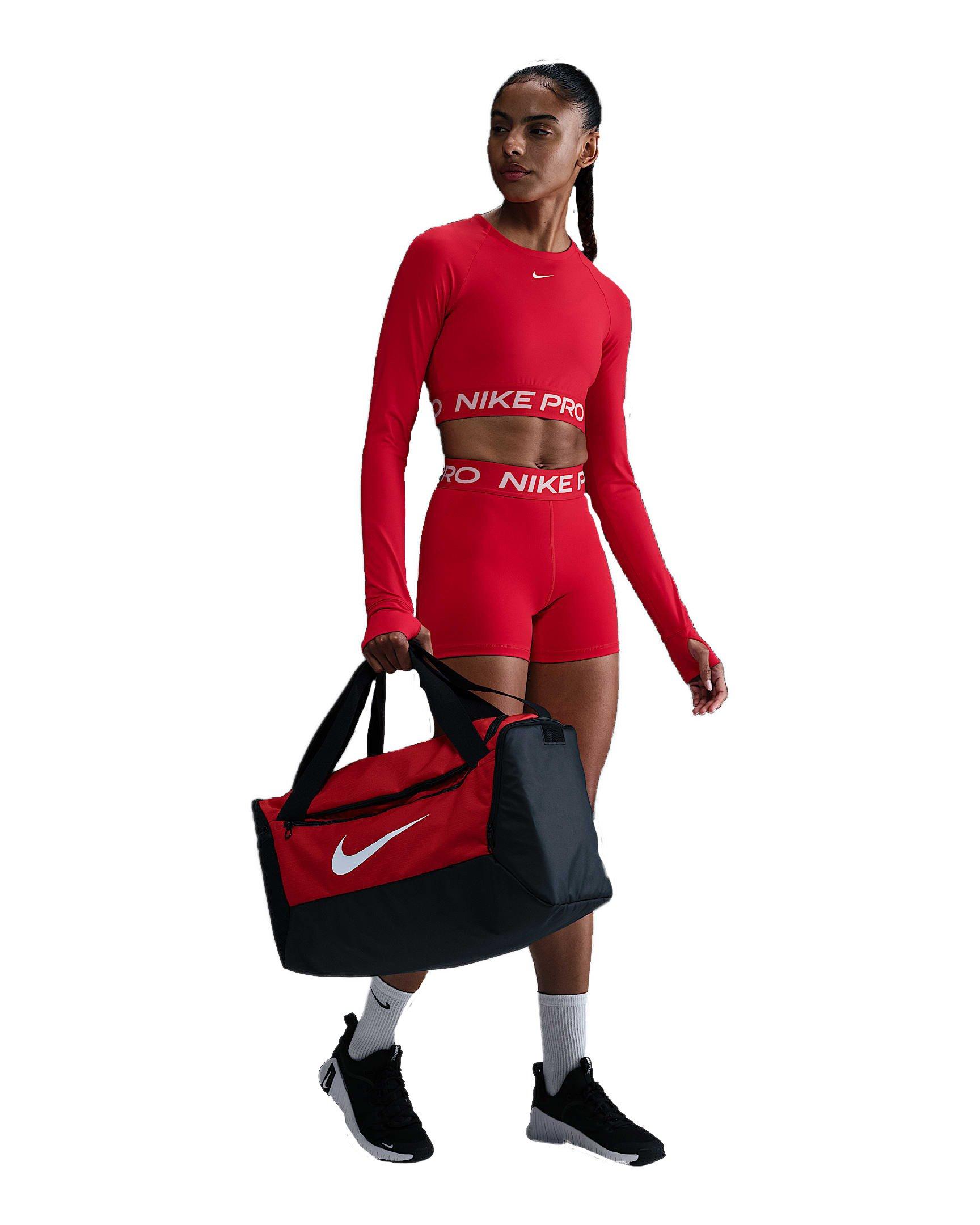 Nike Women's Pro Dri-FIT Cropped Long-Sleeve Top - Red - RED Thumbnail View 4