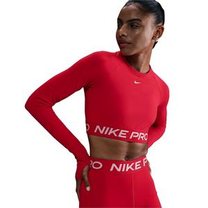 Nike Women's Pro Dri-FIT Cropped Long-Sleeve Top - Red