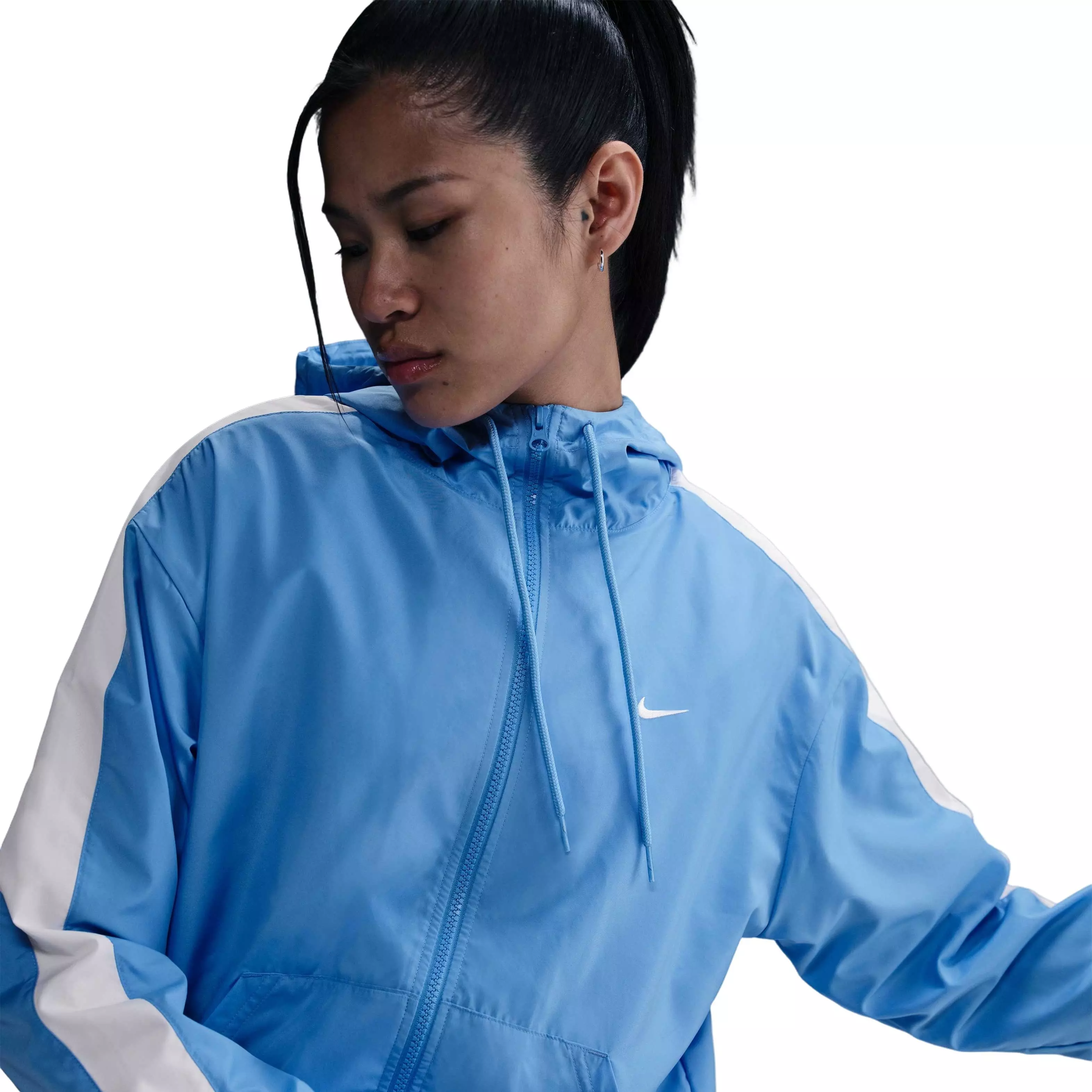 Nike Women's Sportswear Classic Wovens Loose UV Hooded Jacket - Blue - BLUE