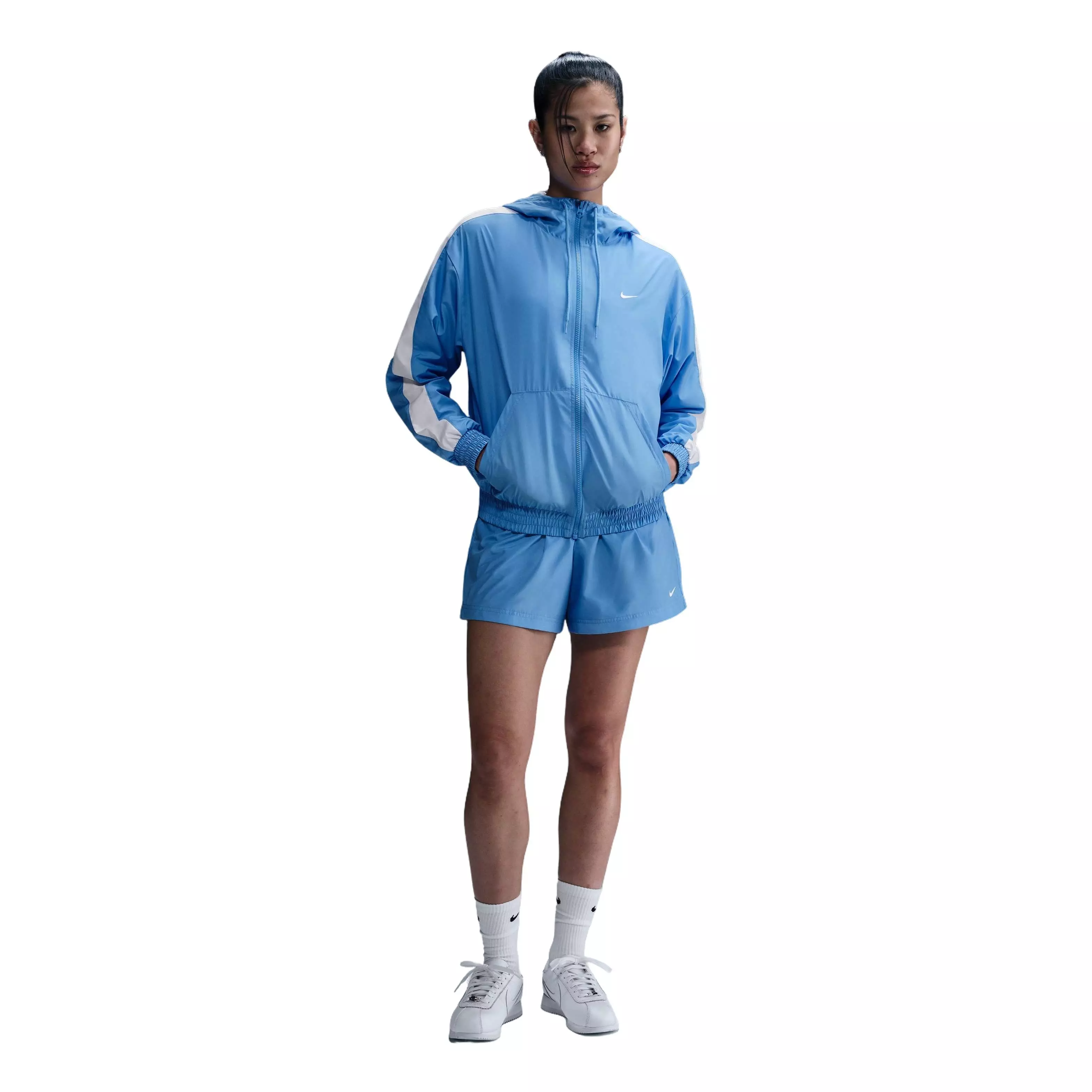 Nike Women's Sportswear Classic Wovens Loose UV Hooded Jacket - Blue - BLUE