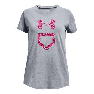 Under Armour Big Girls' Softball Plate Fill Short Sleeve - Grey