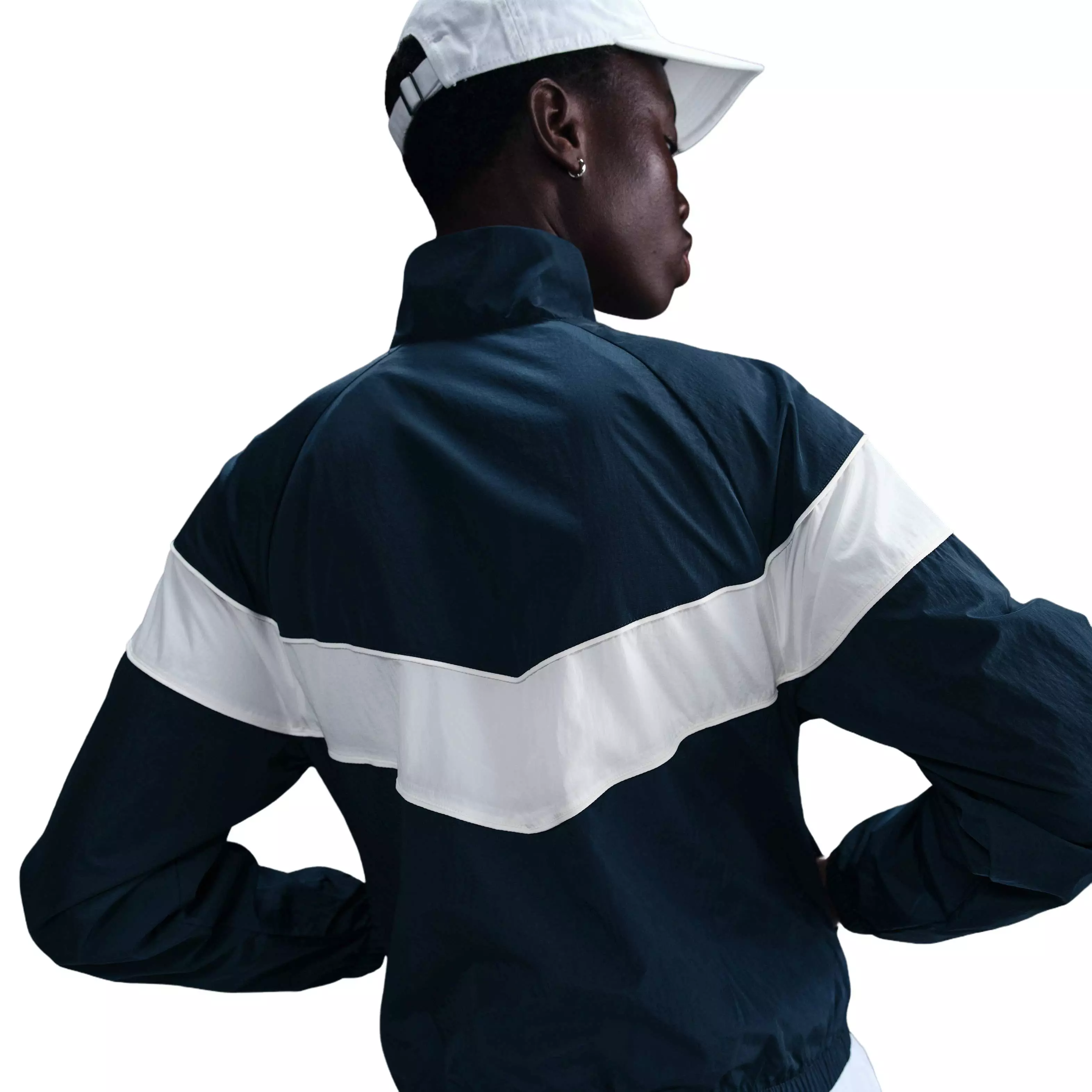 Nike Women's Windrunner Loose UV Woven Full-Zip Jacket - Navy/White - NAVY/WHITE