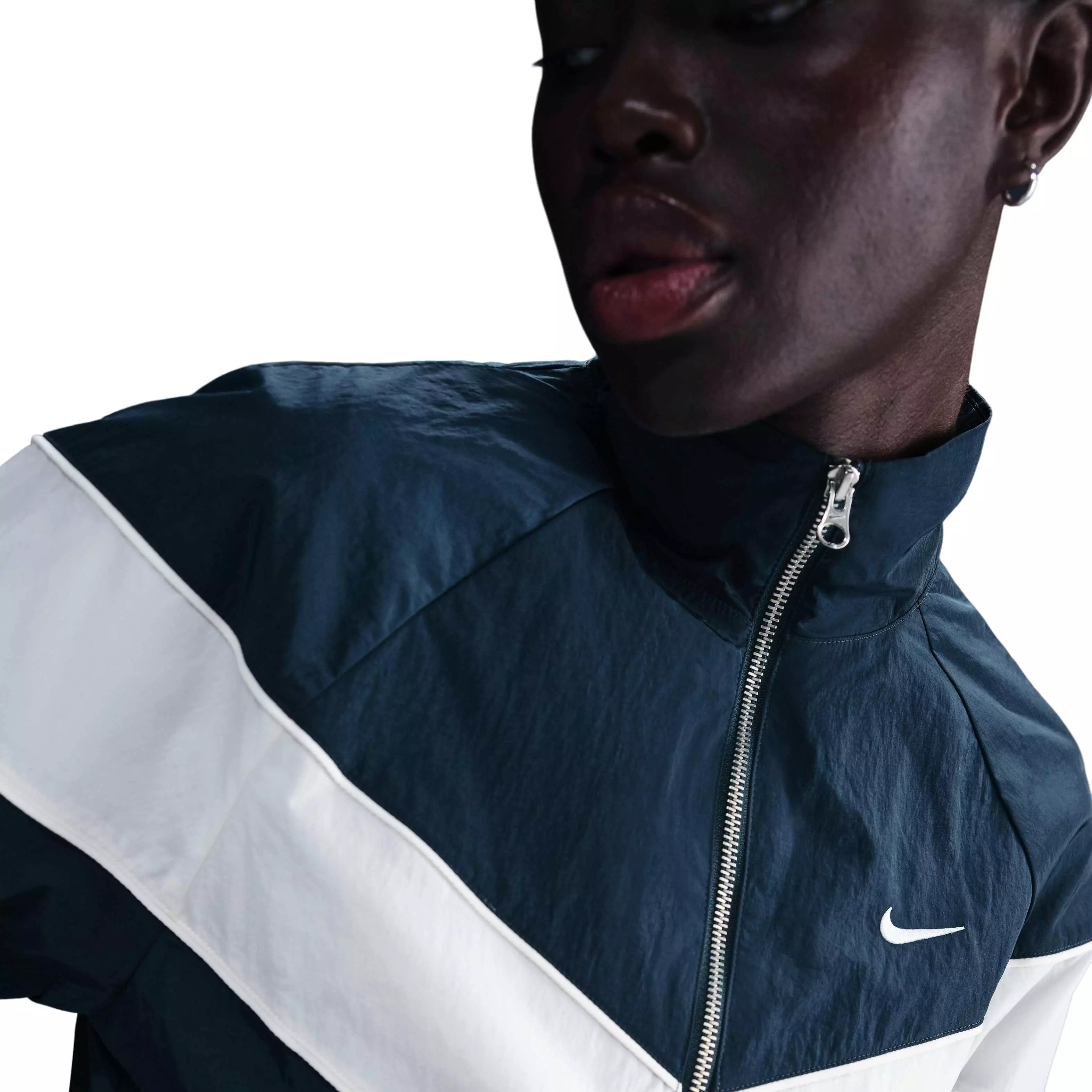 Nike Women's Windrunner Loose UV Woven Full-Zip Jacket - Navy/White - NAVY/WHITE