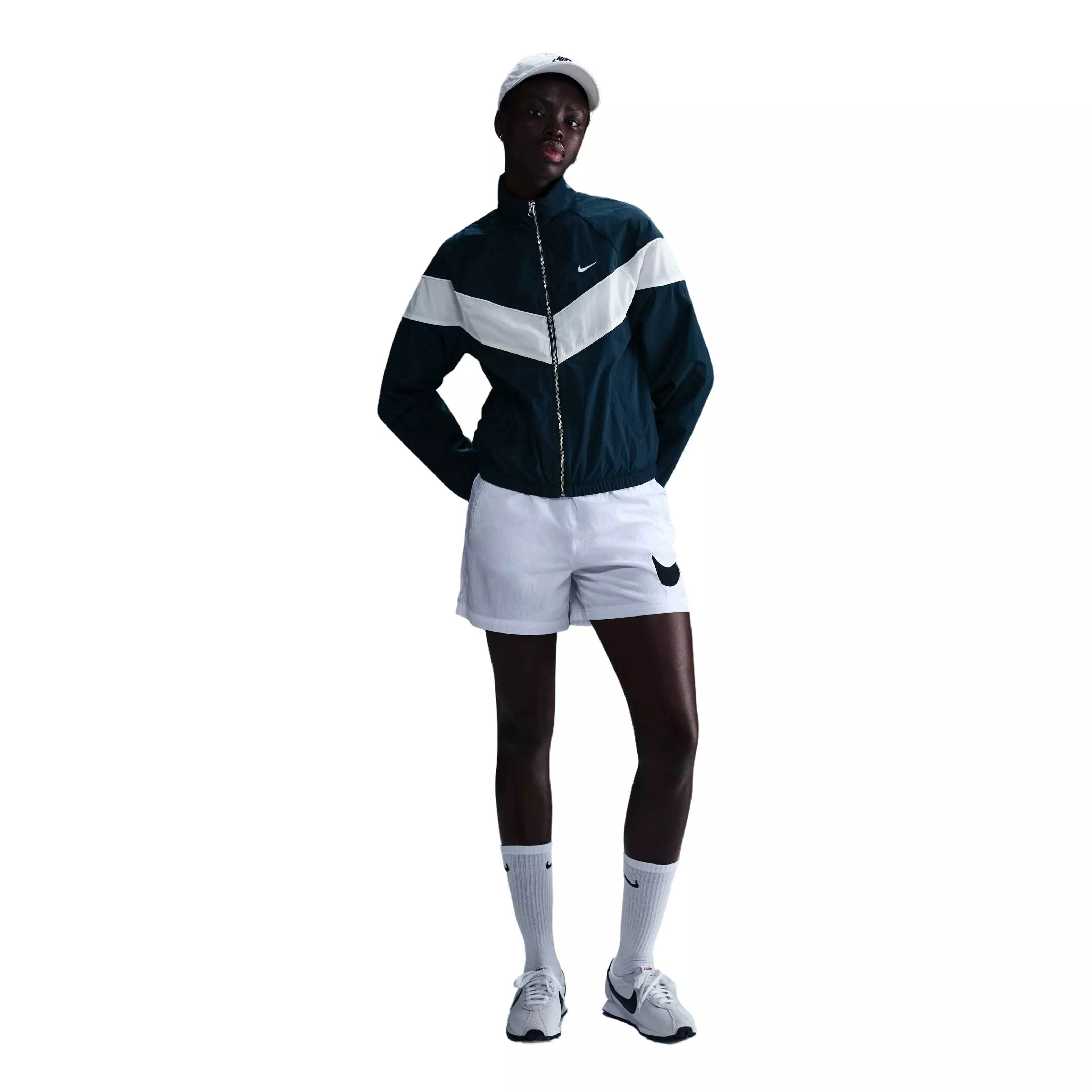 Nike Women's Windrunner Loose UV Woven Full-Zip Jacket - Navy/White - NAVY/WHITE