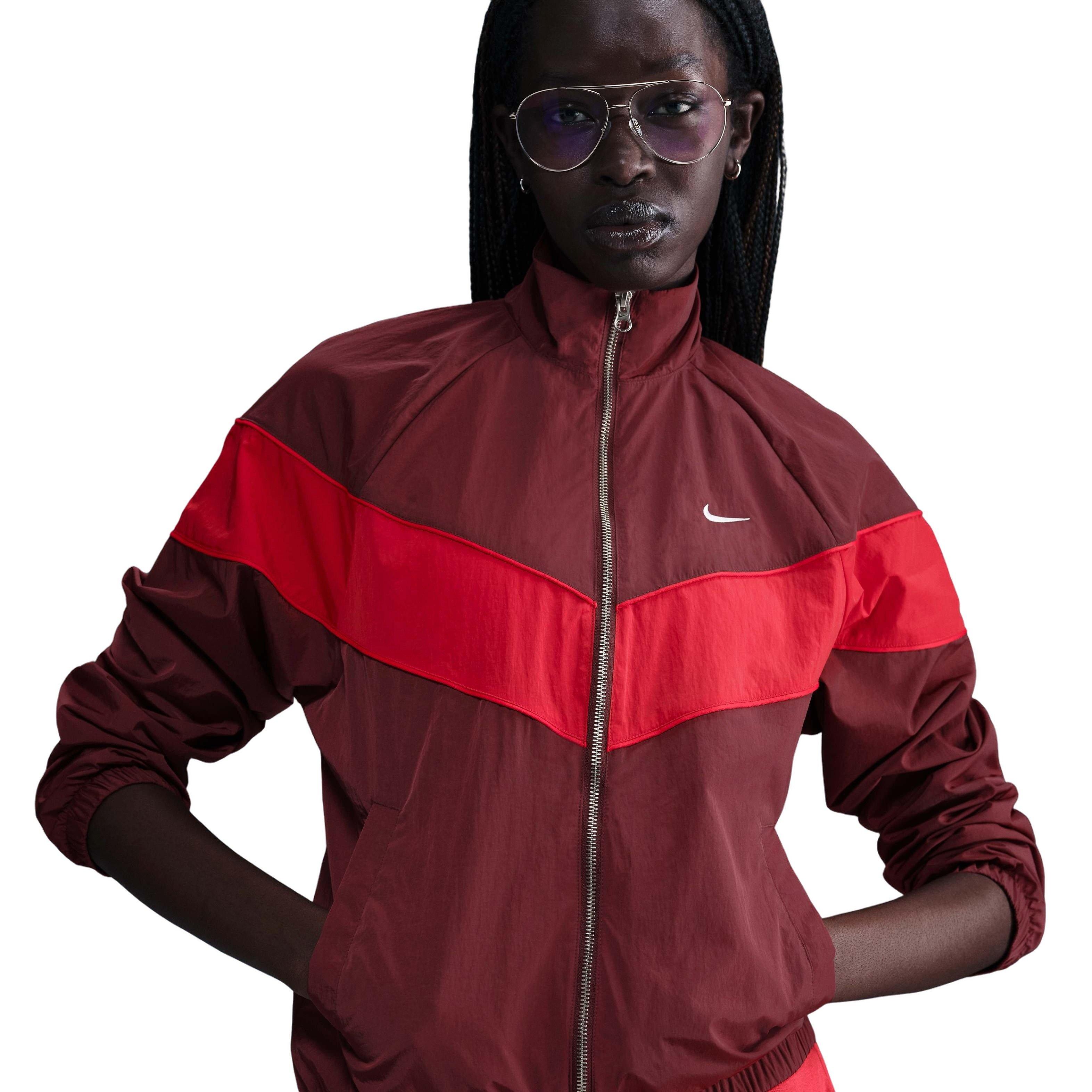 Nike Women's Windrunner Loose UV Woven Full-Zip Jacket - Red - RED