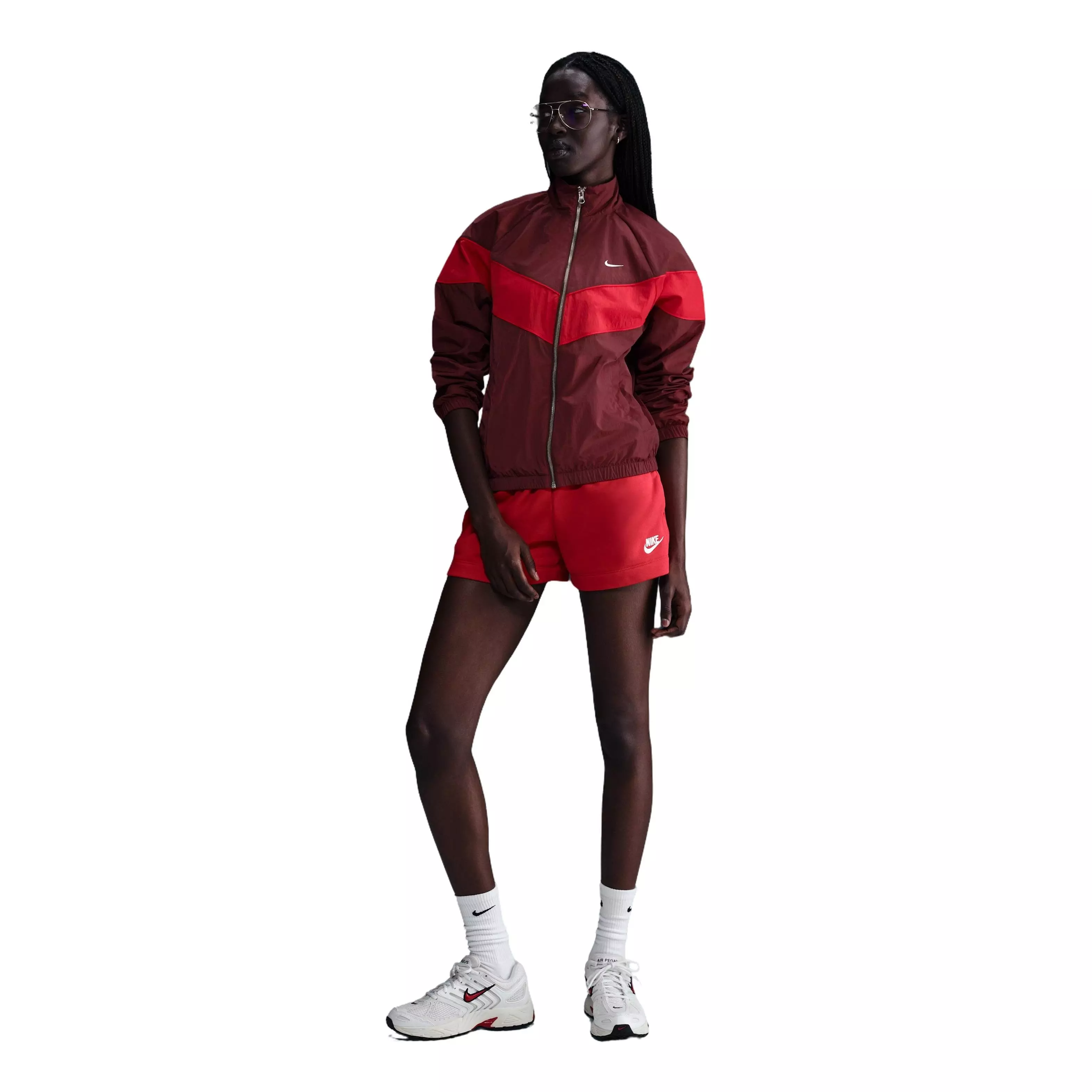 Nike Women's Windrunner Loose UV Woven Full-Zip Jacket - Red - RED