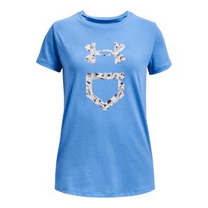Under Armour Big Girls' Softball Plate Fill Short Sleeve - Light Blue