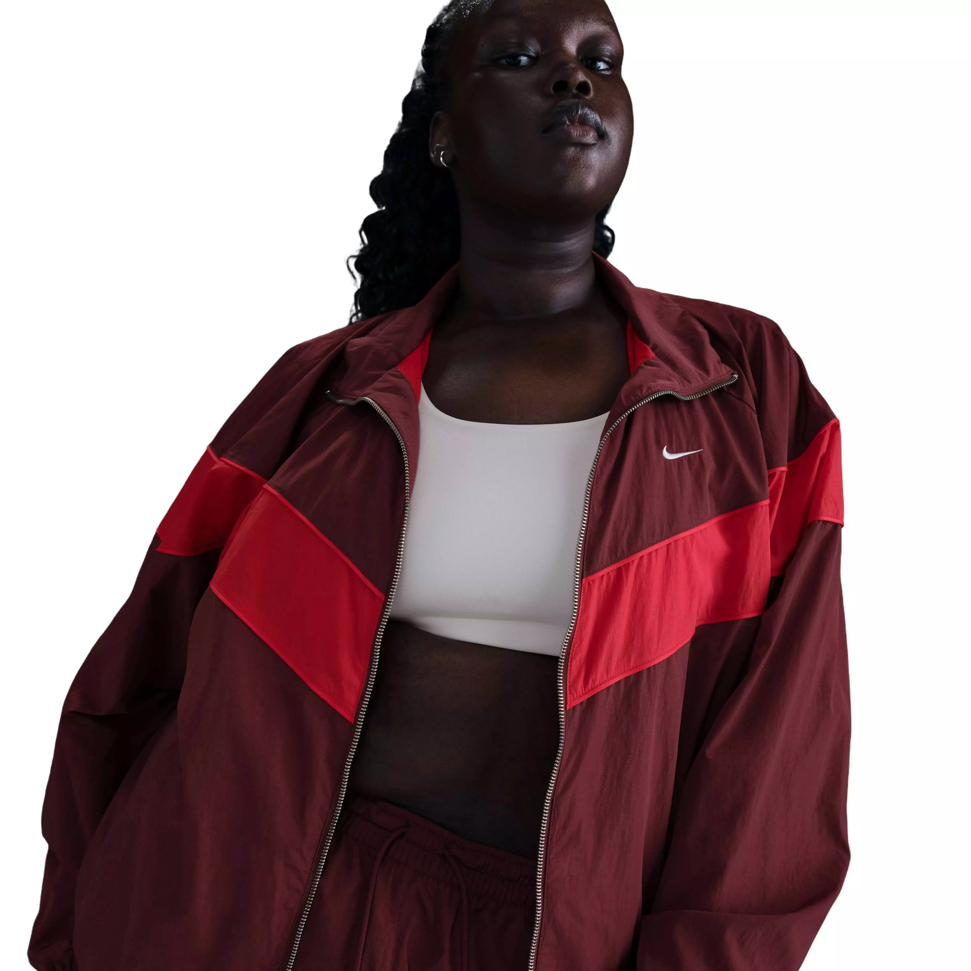 Nike Women's Windrunner Loose Woven UV Full-Zip Jacket - Red - RED