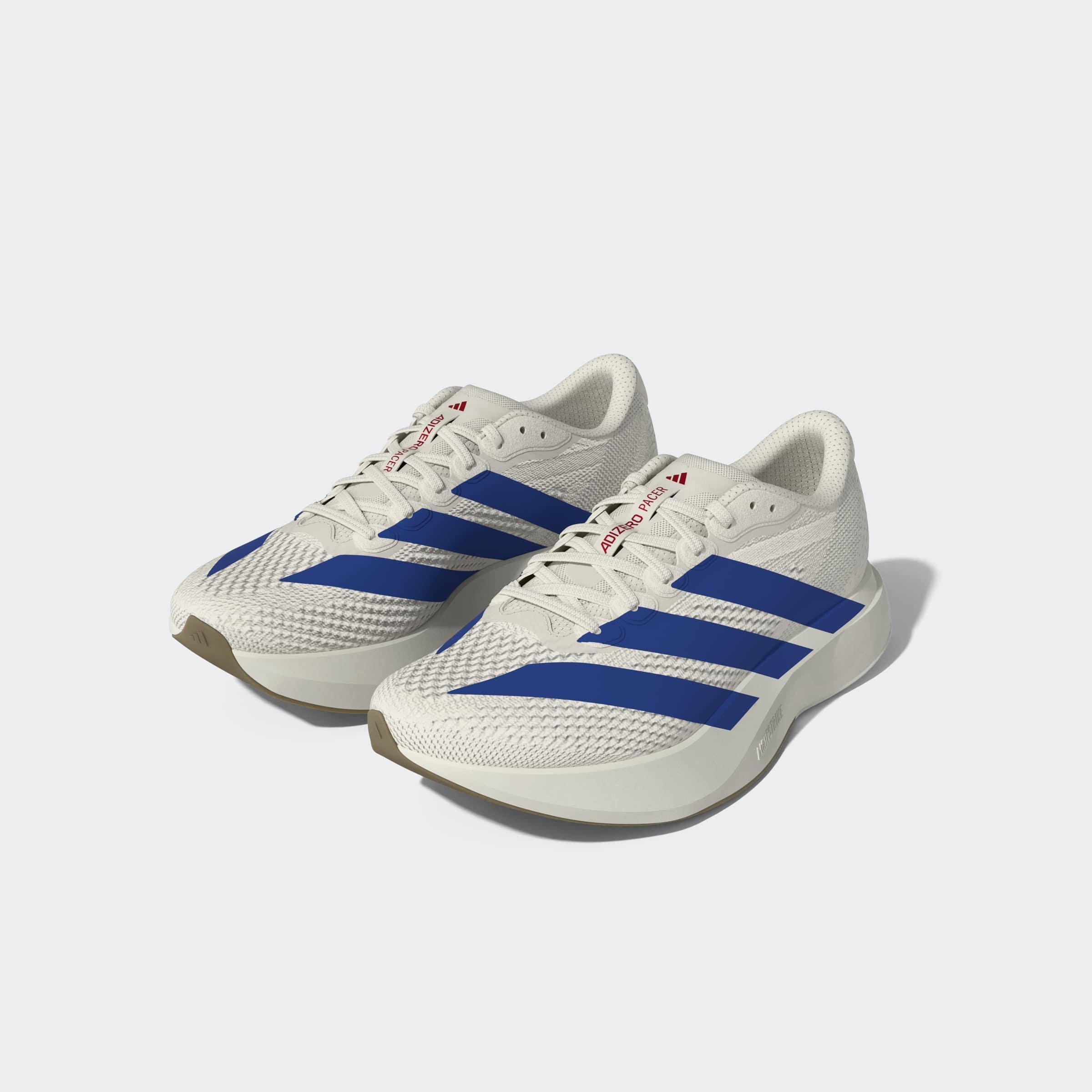 adidas Adizero Pacer "Core White/Team Royal Blue/Pure Ruby" Men's Running Shoe - WHITE/ROYAL/RUBY