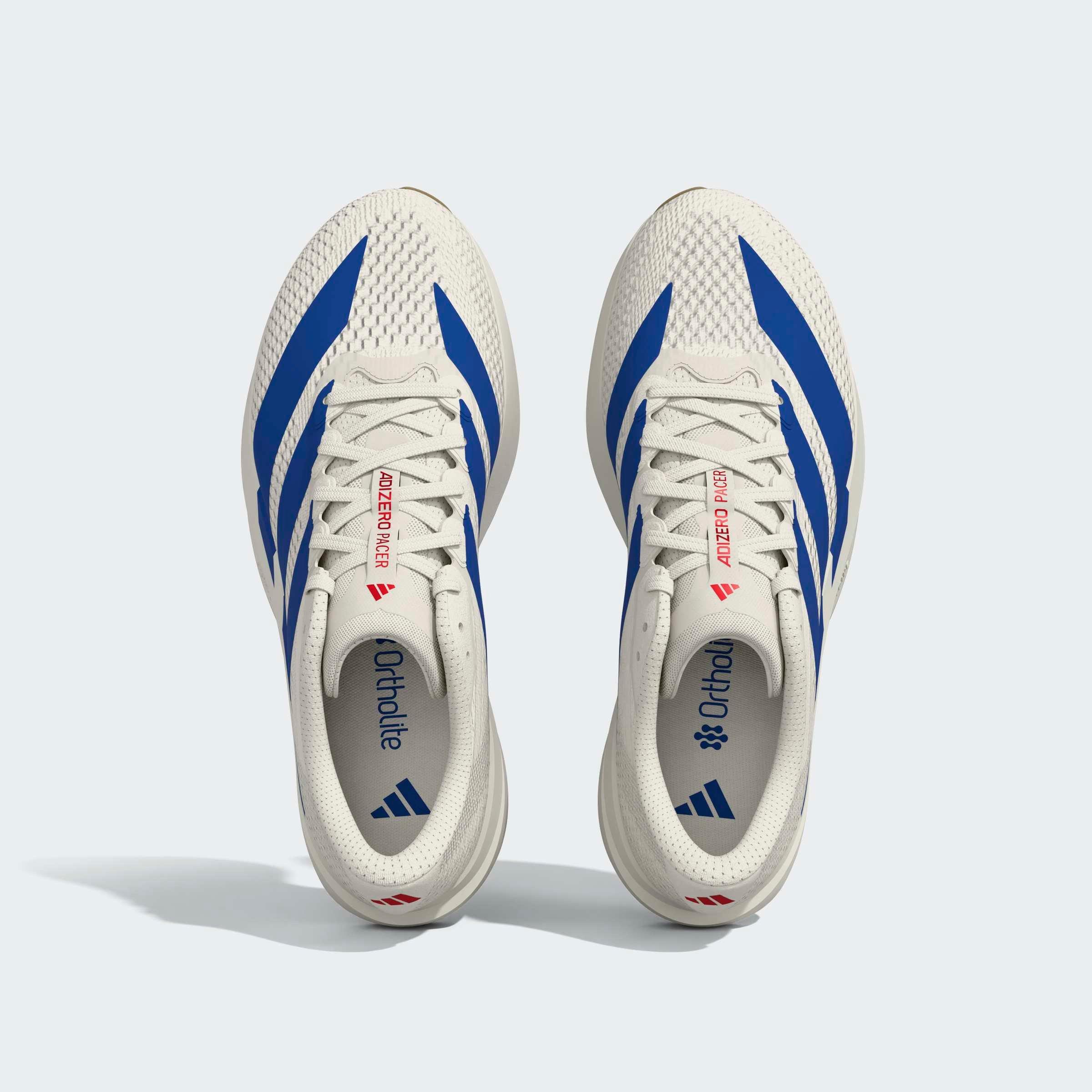 adidas Adizero Pacer "Core White/Team Royal Blue/Pure Ruby" Men's Running Shoe - WHITE/ROYAL/RUBY