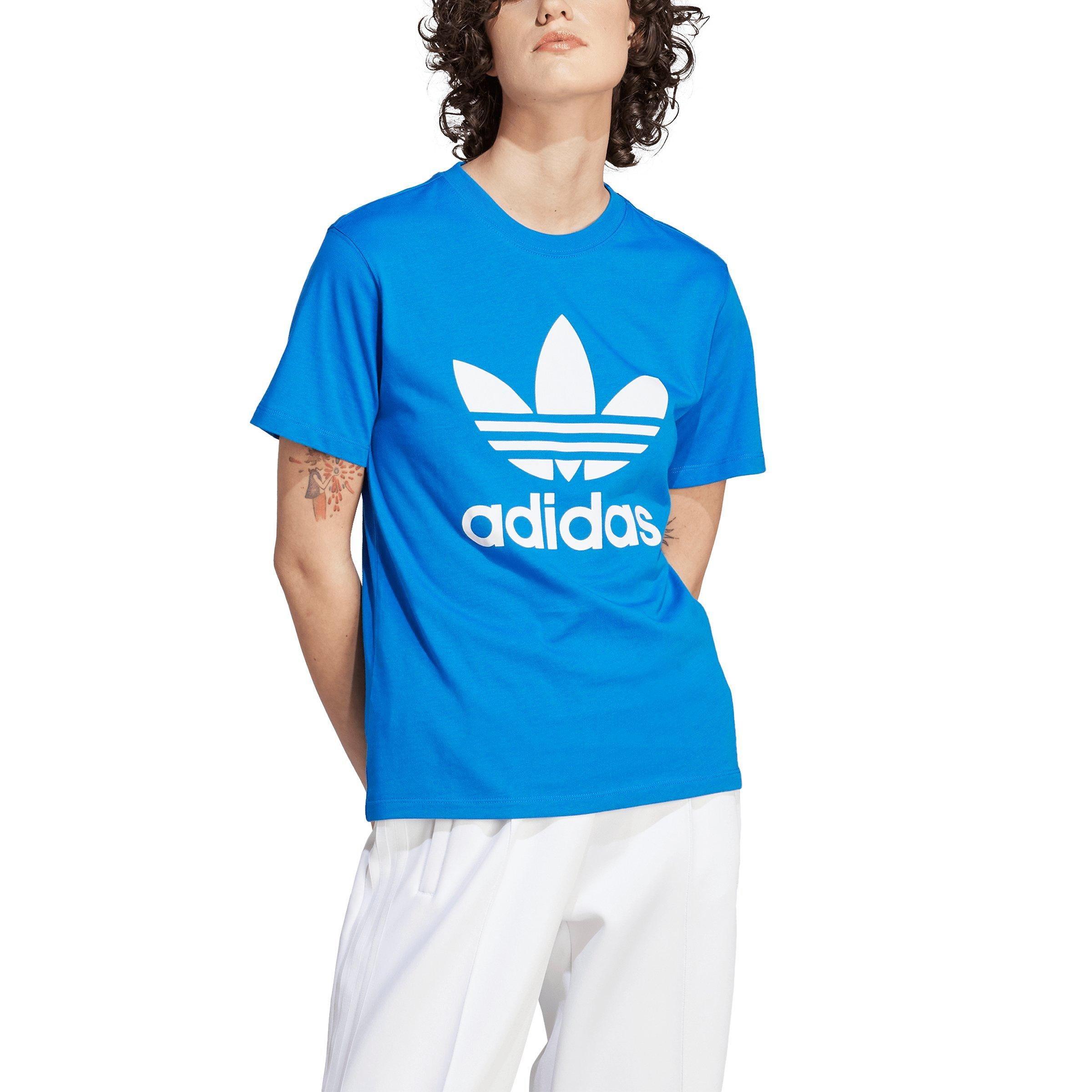 adidas Women's Adicolor Classics Trefoil Tee - Blue - BLUE Thumbnail View 1
