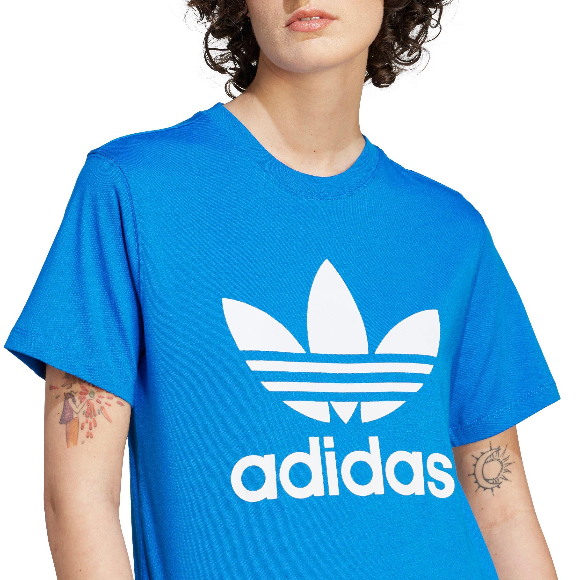 adidas Women's Adicolor Classics Trefoil Tee - Blue - BLUE Thumbnail View 3
