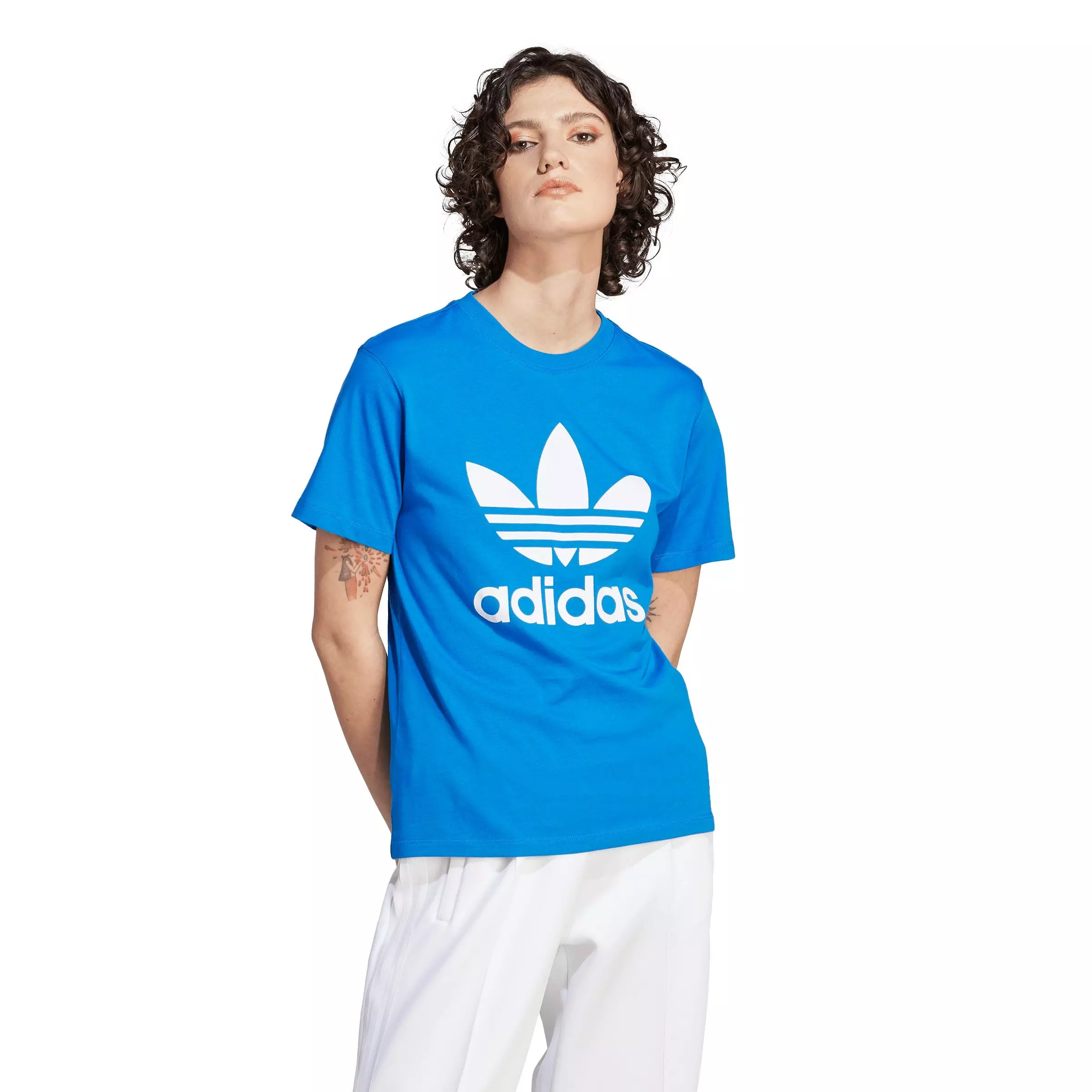 adidas Women's Adicolor Classics Trefoil Tee - Blue - BLUE