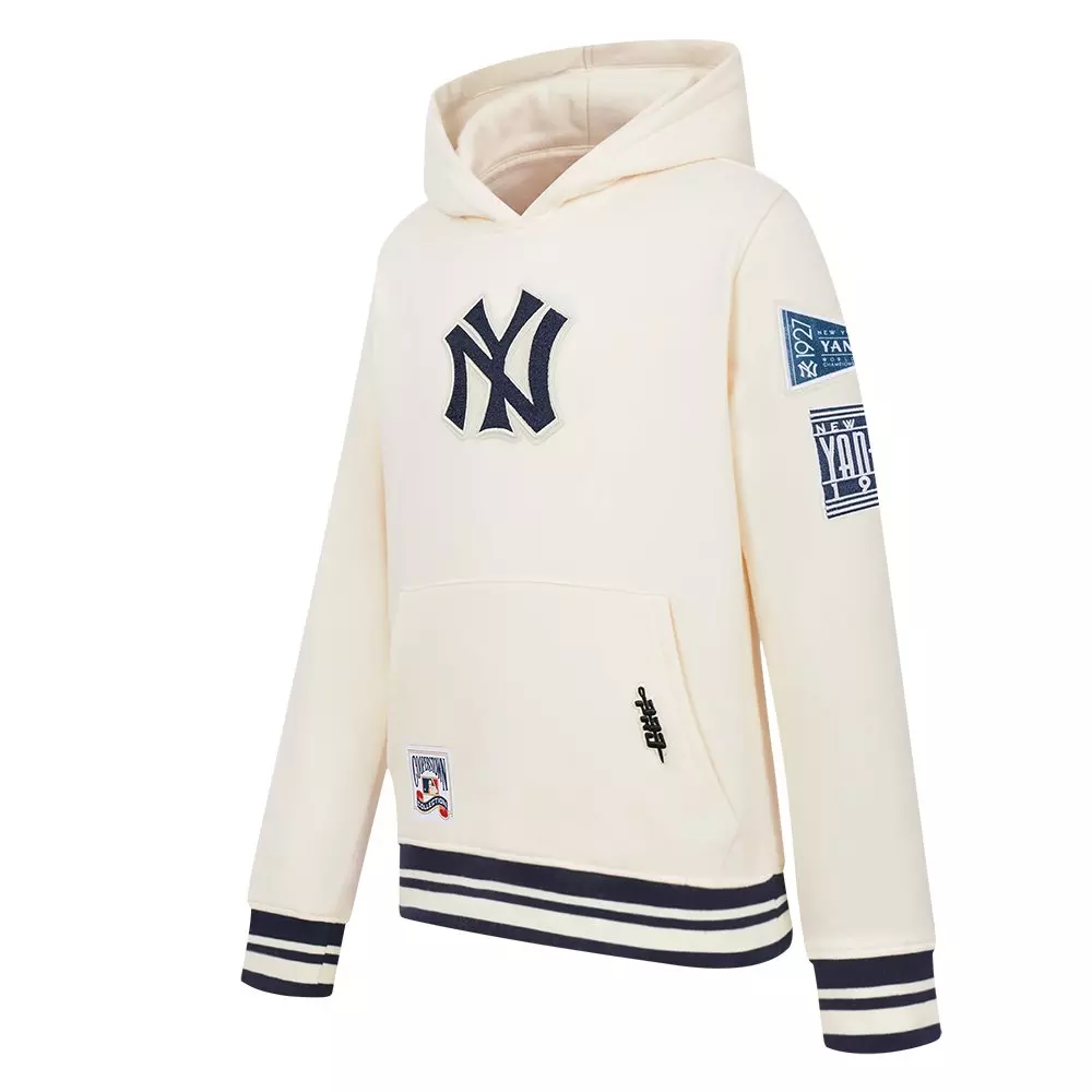 Pro Standard Big Boys' MLB New York Yankees Retro Classic Rib Fleece Po Hoodie - Cream - CREAM
