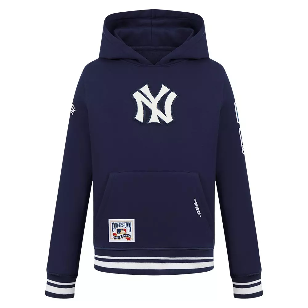 Pro Standard Big Boys' MLB New York Yankees Retro Classic Fleece Rib PO Hoodie - Navy - NAVY