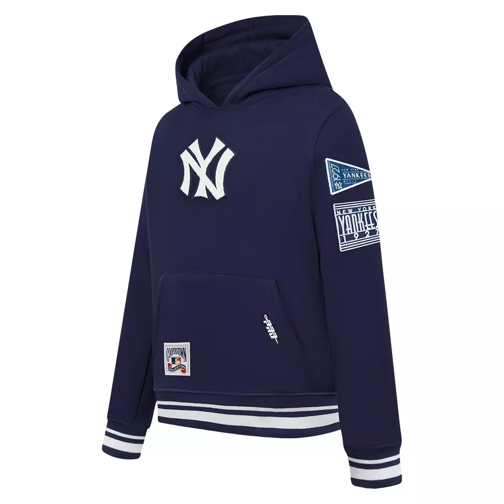 Pro Standard Big Boys' MLB New York Yankees Retro Classic Fleece Rib PO Hoodie - Navy - NAVY