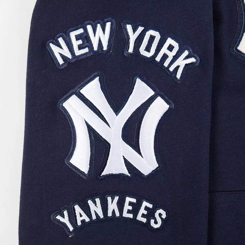 Pro Standard Big Boys' MLB New York Yankees Retro Classic Fleece Rib PO Hoodie - Navy - NAVY