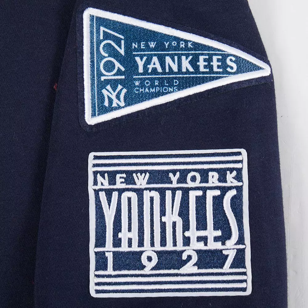 Pro Standard Big Boys' MLB New York Yankees Retro Classic Fleece Rib PO Hoodie - Navy - NAVY