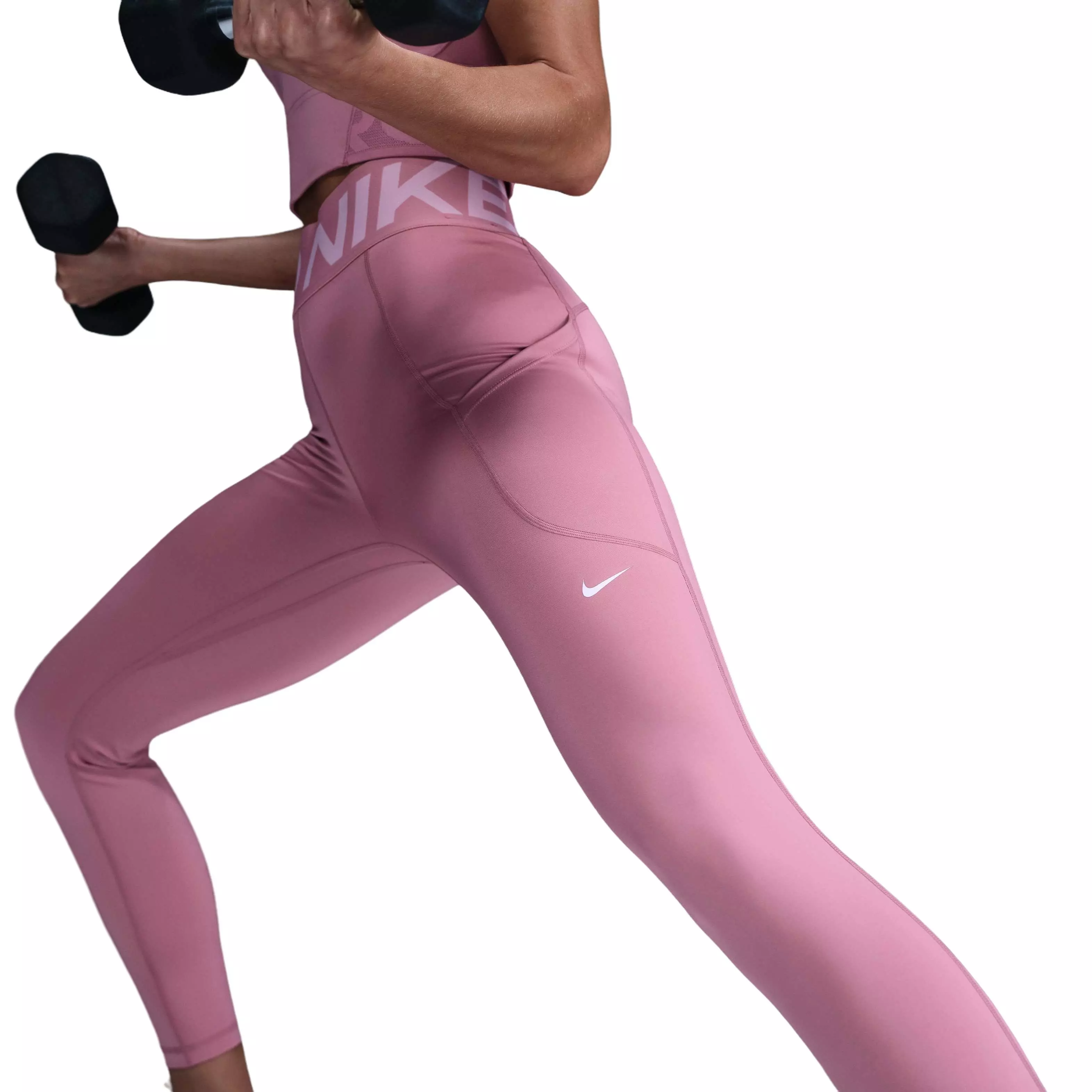 Nike Women's Pro Sculpt High-Waisted 7/8 Leggings with Pockets - Pink - PINK
