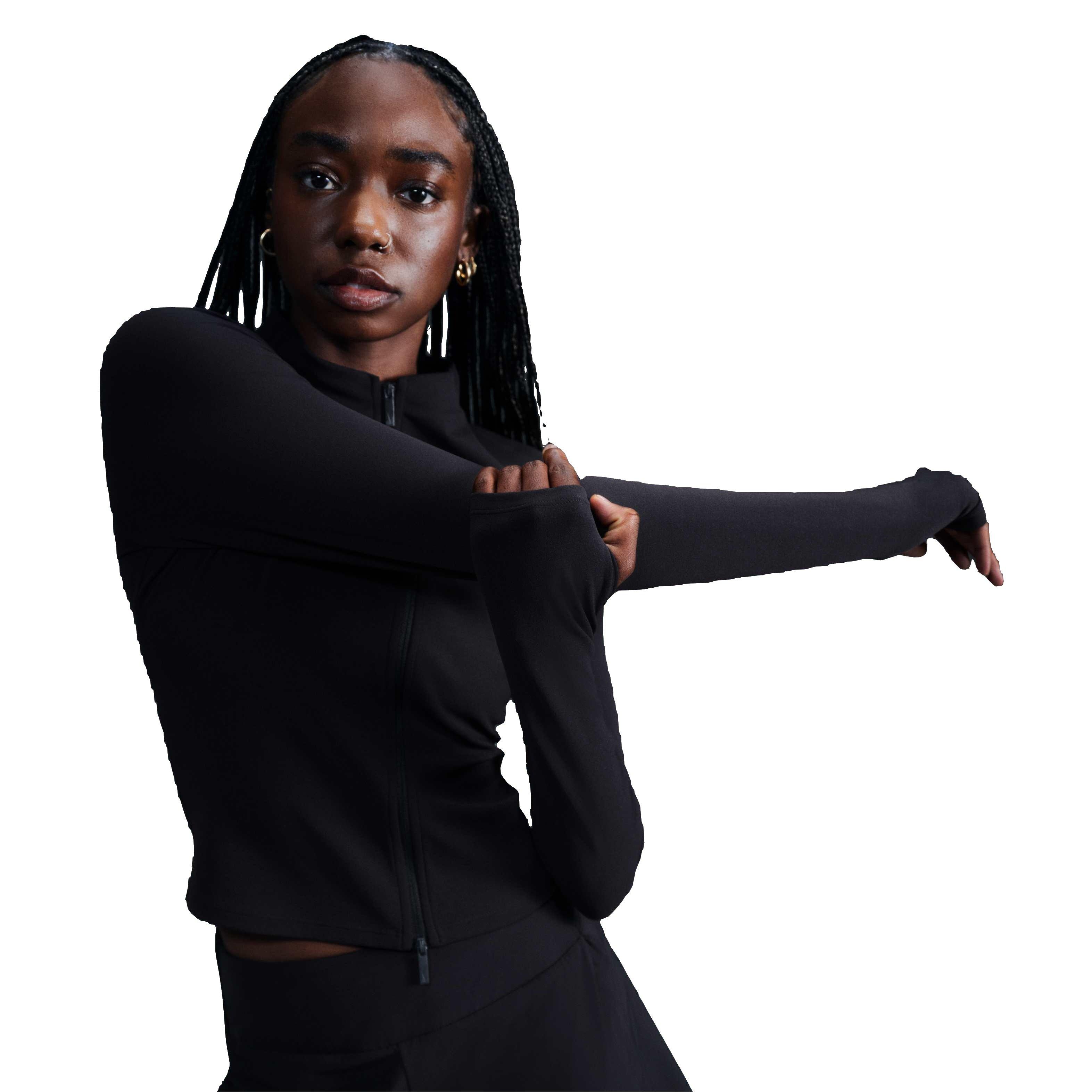 Nike Zenvy Women's Black Dri-FIT Full-Zip Long-Sleeve Top