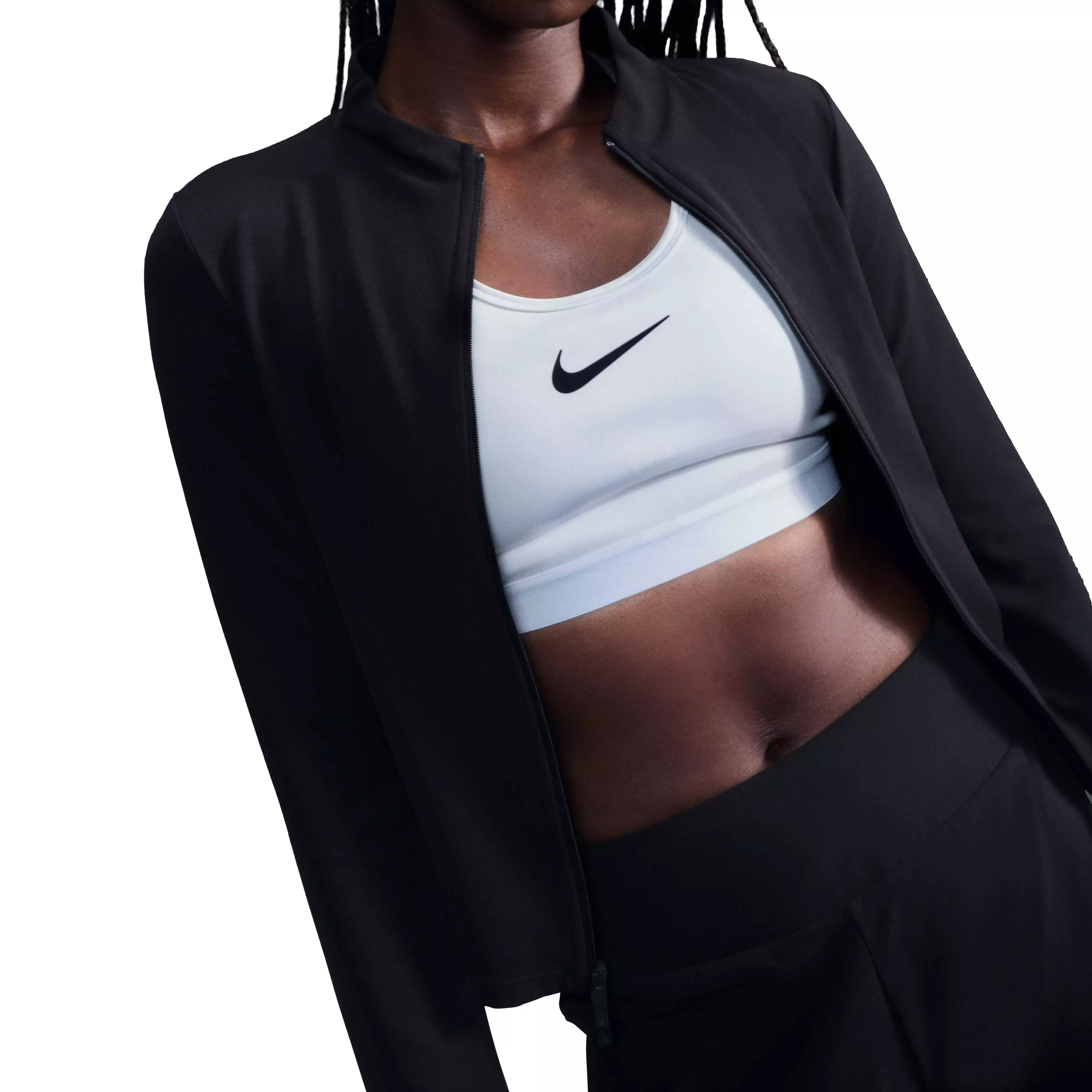 Nike Women's Zenvy Dri-FIT Full-Zip Long-Sleeve Top - Black - BLACK