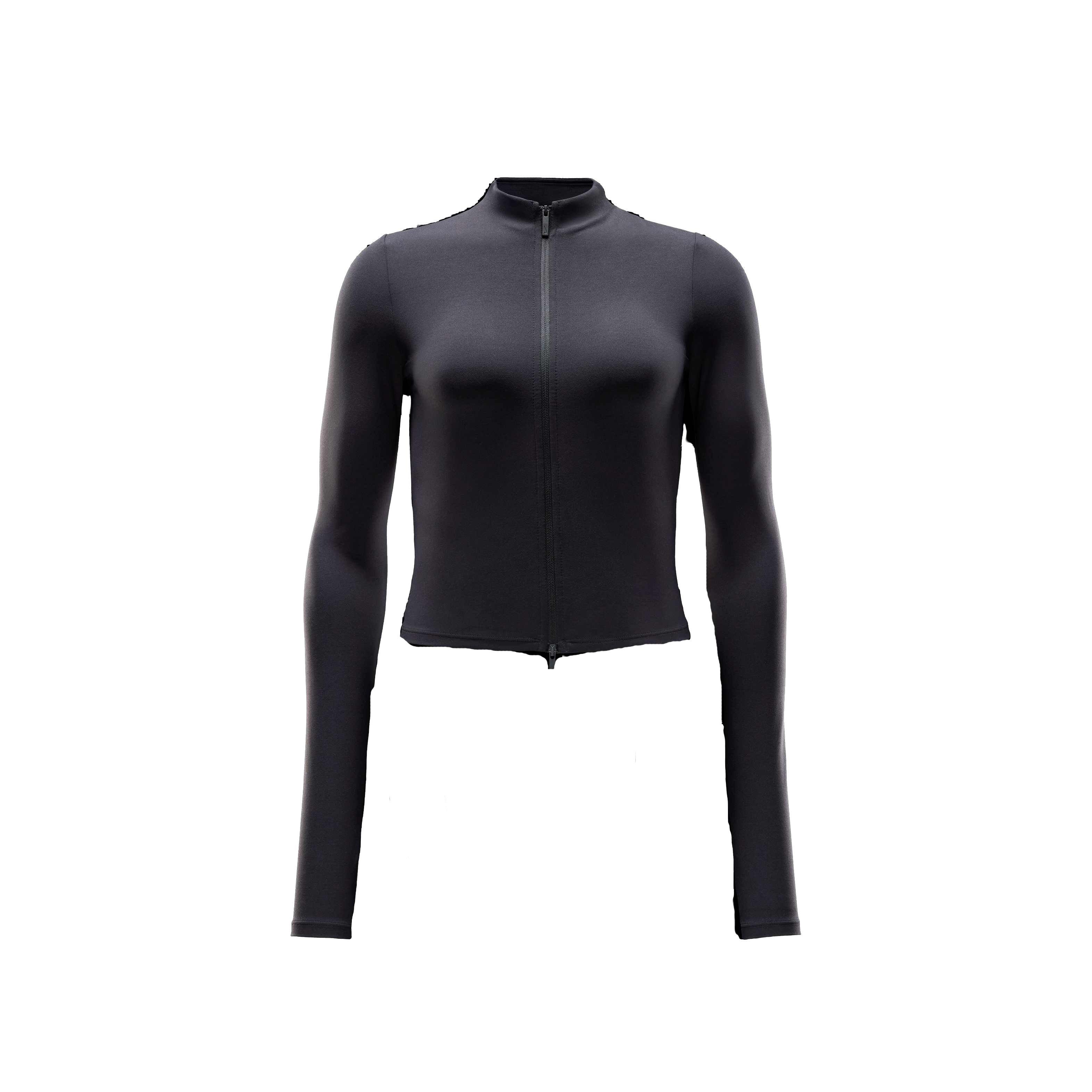 Nike Women's Zenvy Dri-FIT Full-Zip Long-Sleeve Top - Black - BLACK Thumbnail View 6