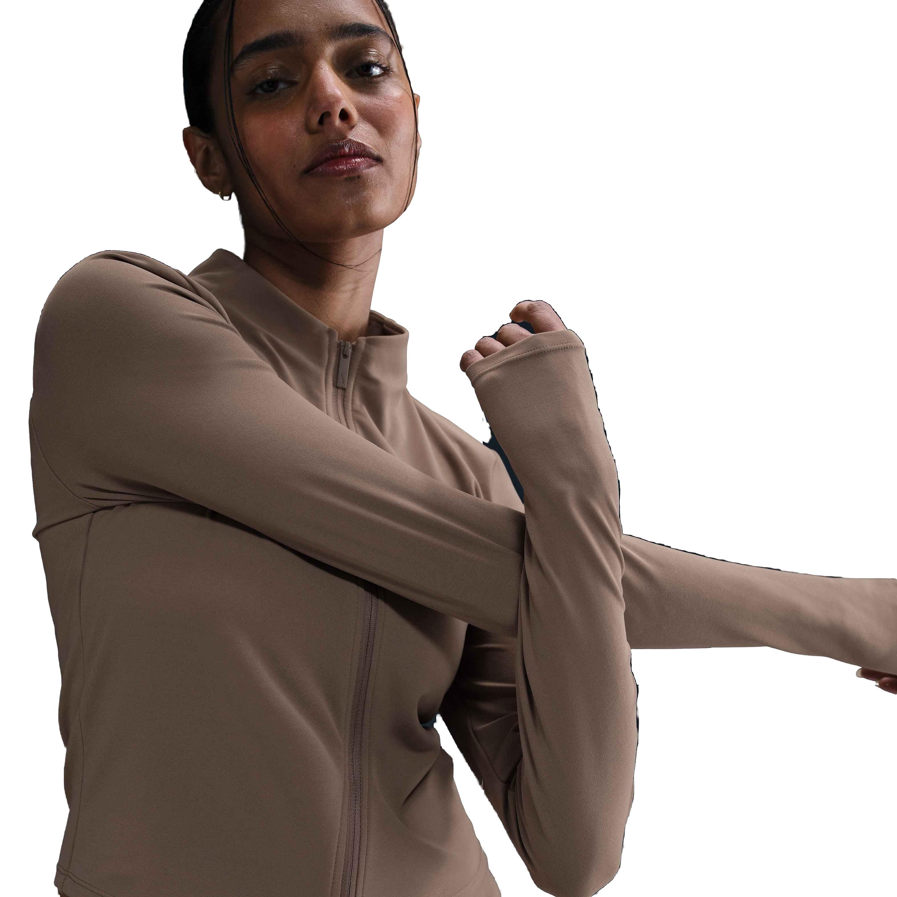 Nike Zenvy Dri-FIT Full-Zip Long-Sleeve Women's Brown Top