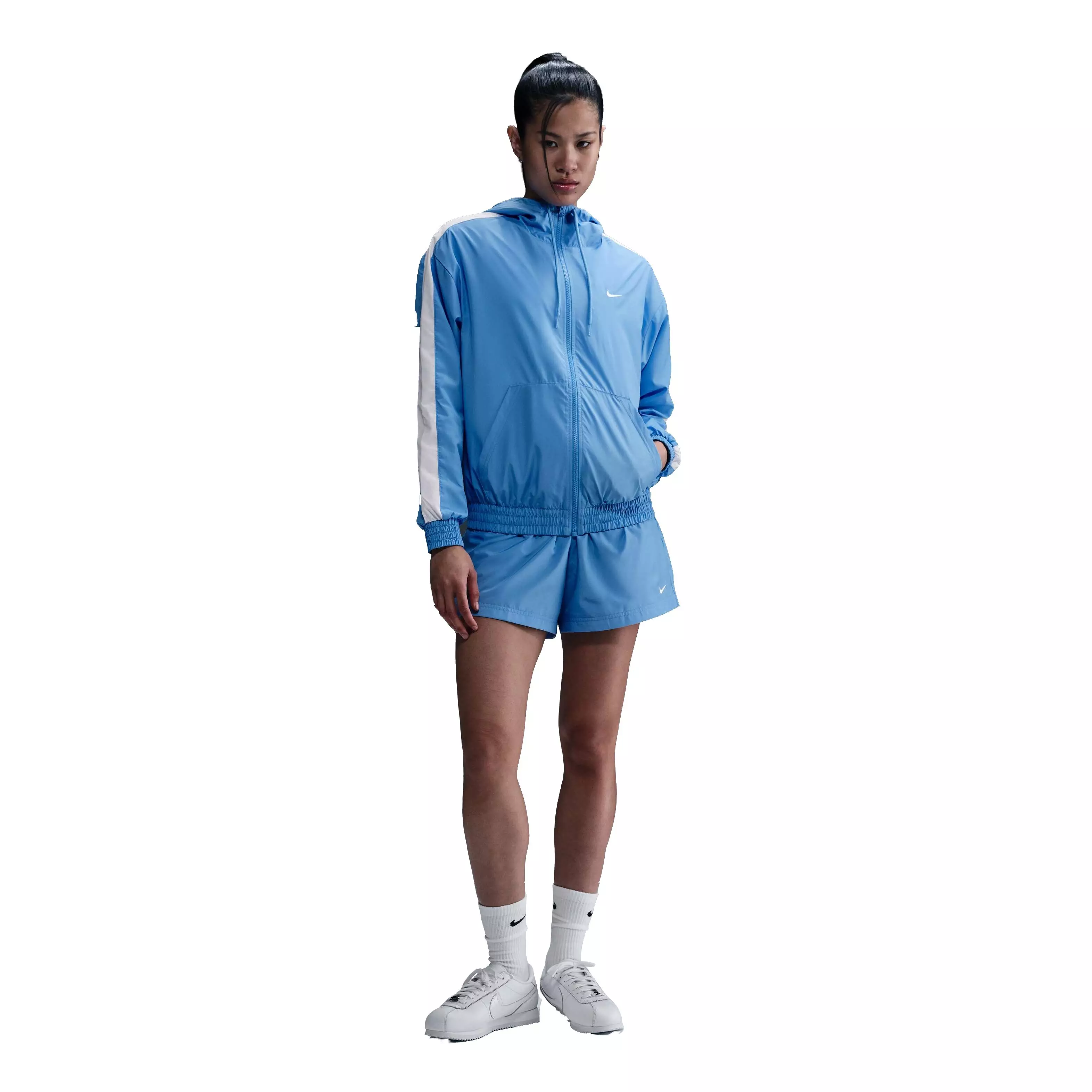 Nike Women's Sportswear Classic Wovens Mid-Rise Shorts - Blue - BLUE