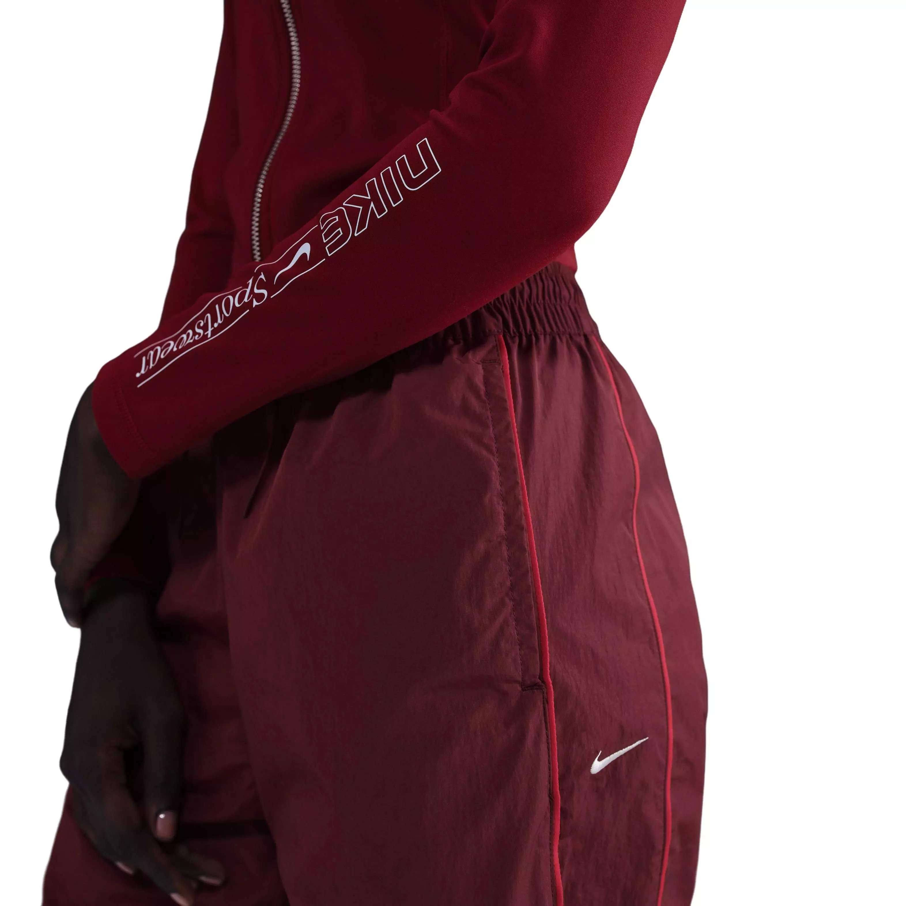 Nike Women's Windrunner High-Waisted Woven Open-Hem Pants - Red - RED