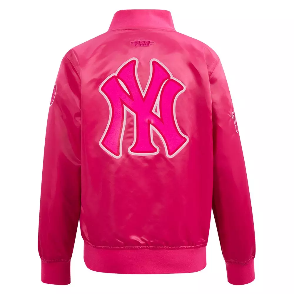 Pro Standard Big Girls' MLB New York Yankees Triple Pink Satin Jacket - PINK